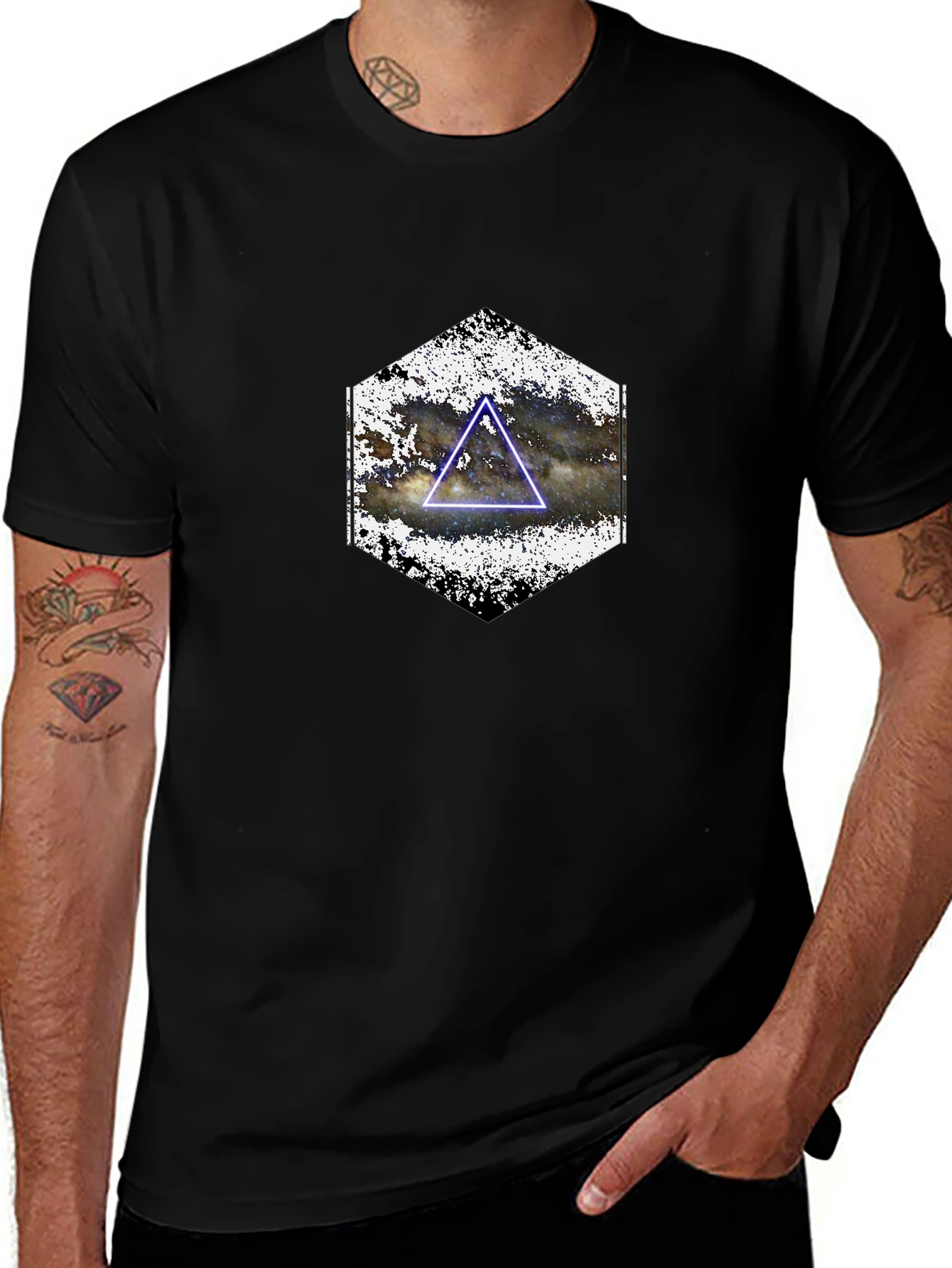 Nebula Triangle Graphic Tee - Black Casual Shirt