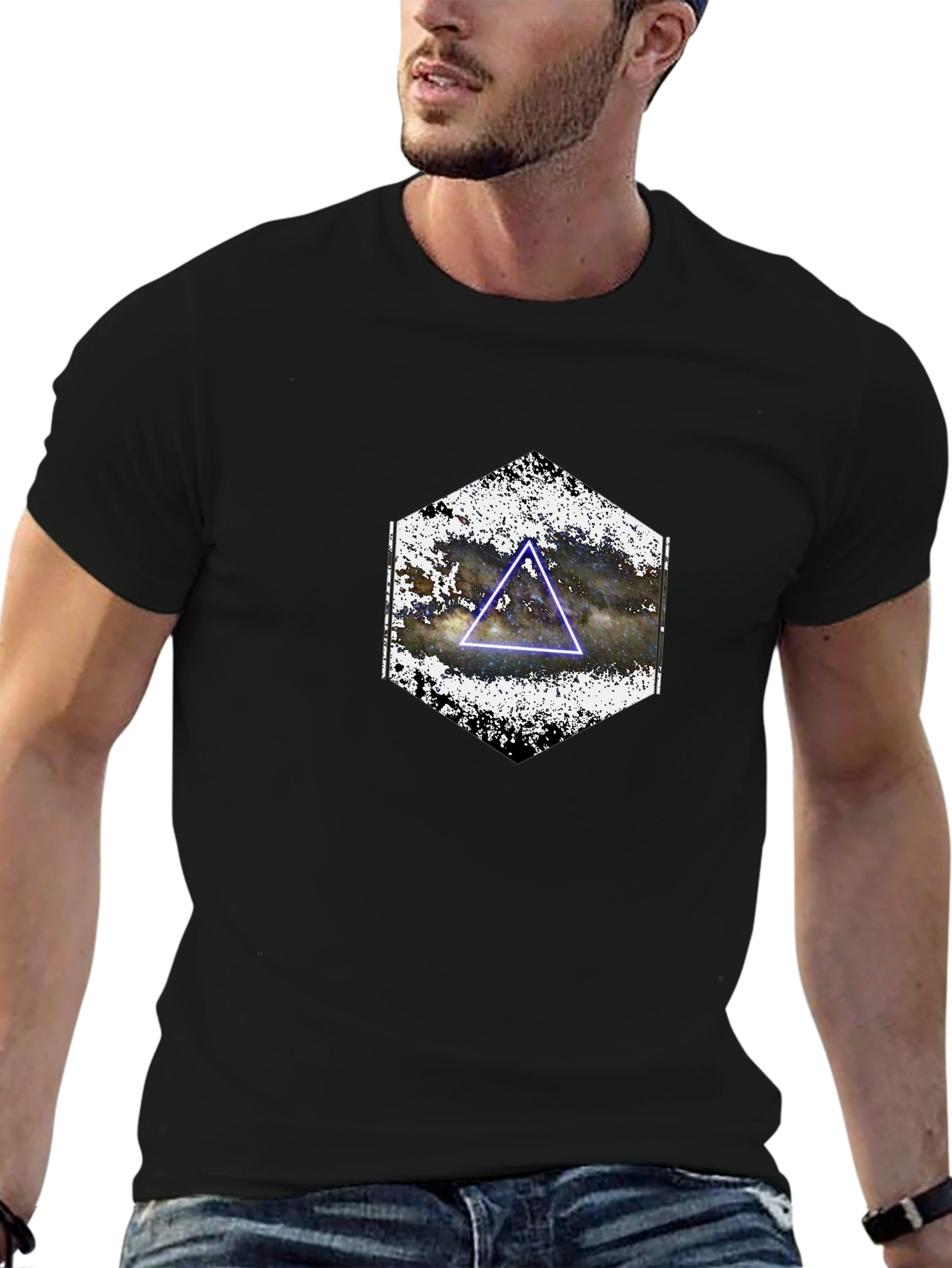 Nebula Triangle Graphic Tee - Black Casual Shirt