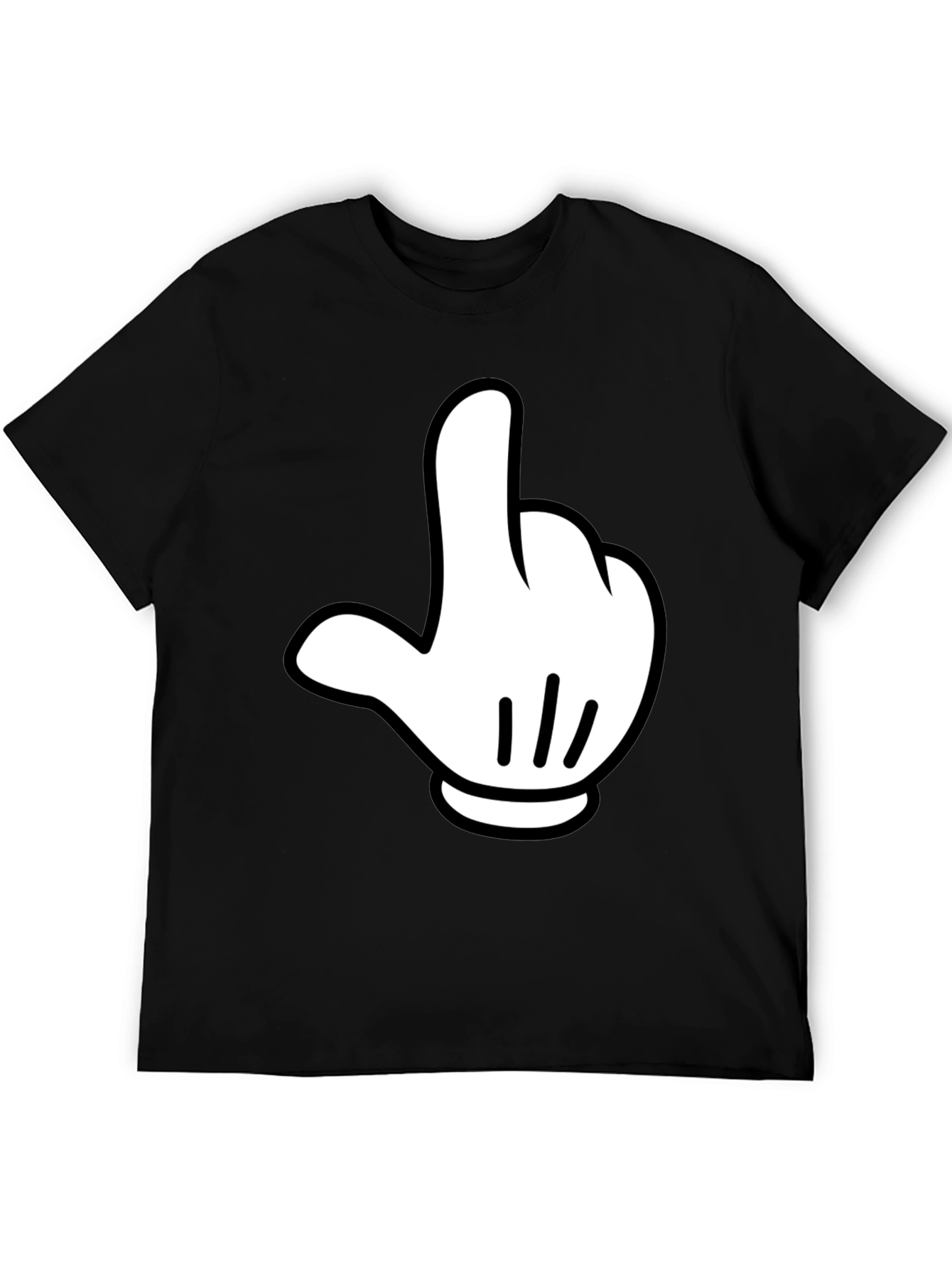 Funny Cartoon Hand Graphic Black T-Shirt