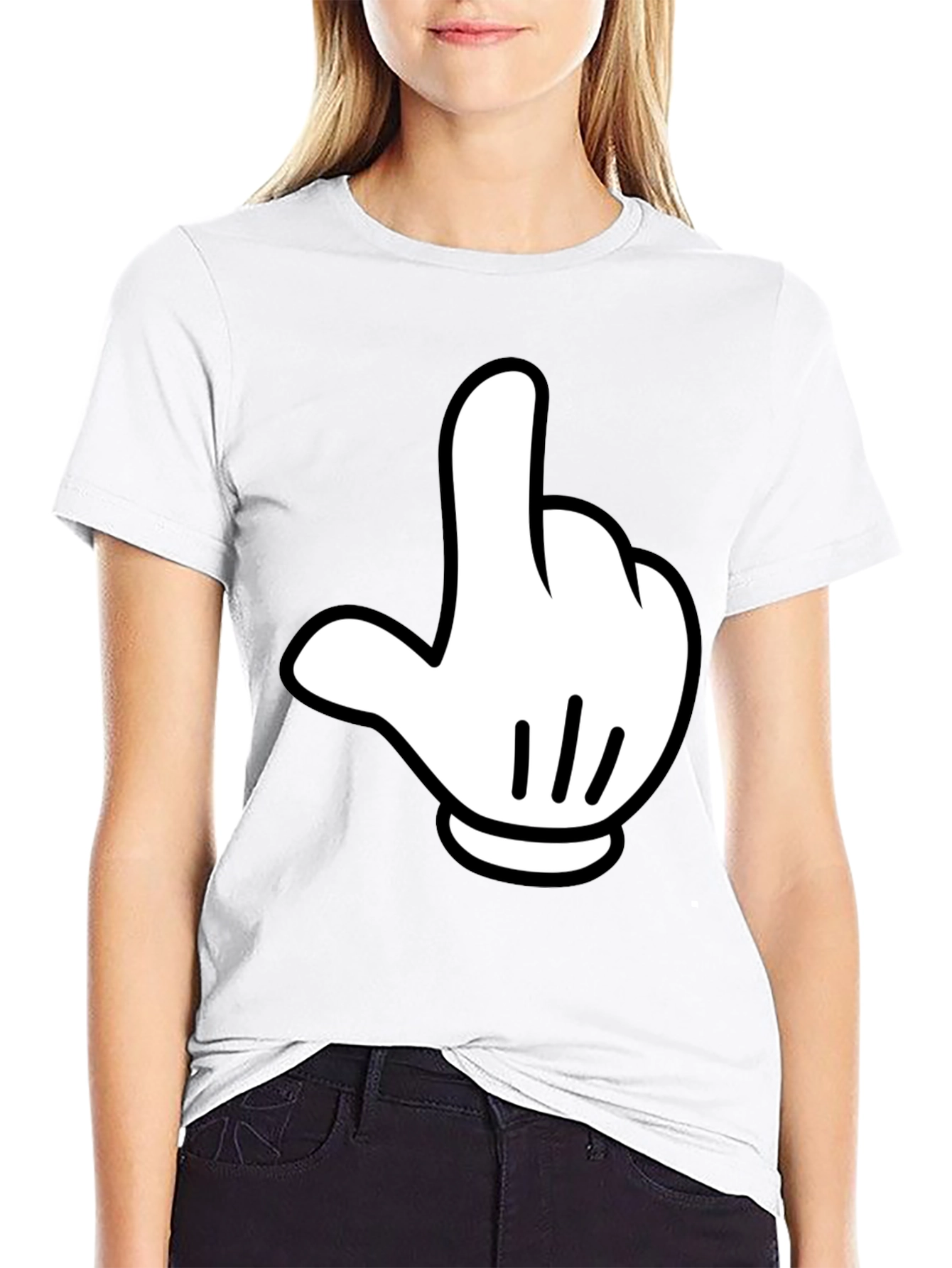Funny Cartoon Hand Graphic Black T-Shirt