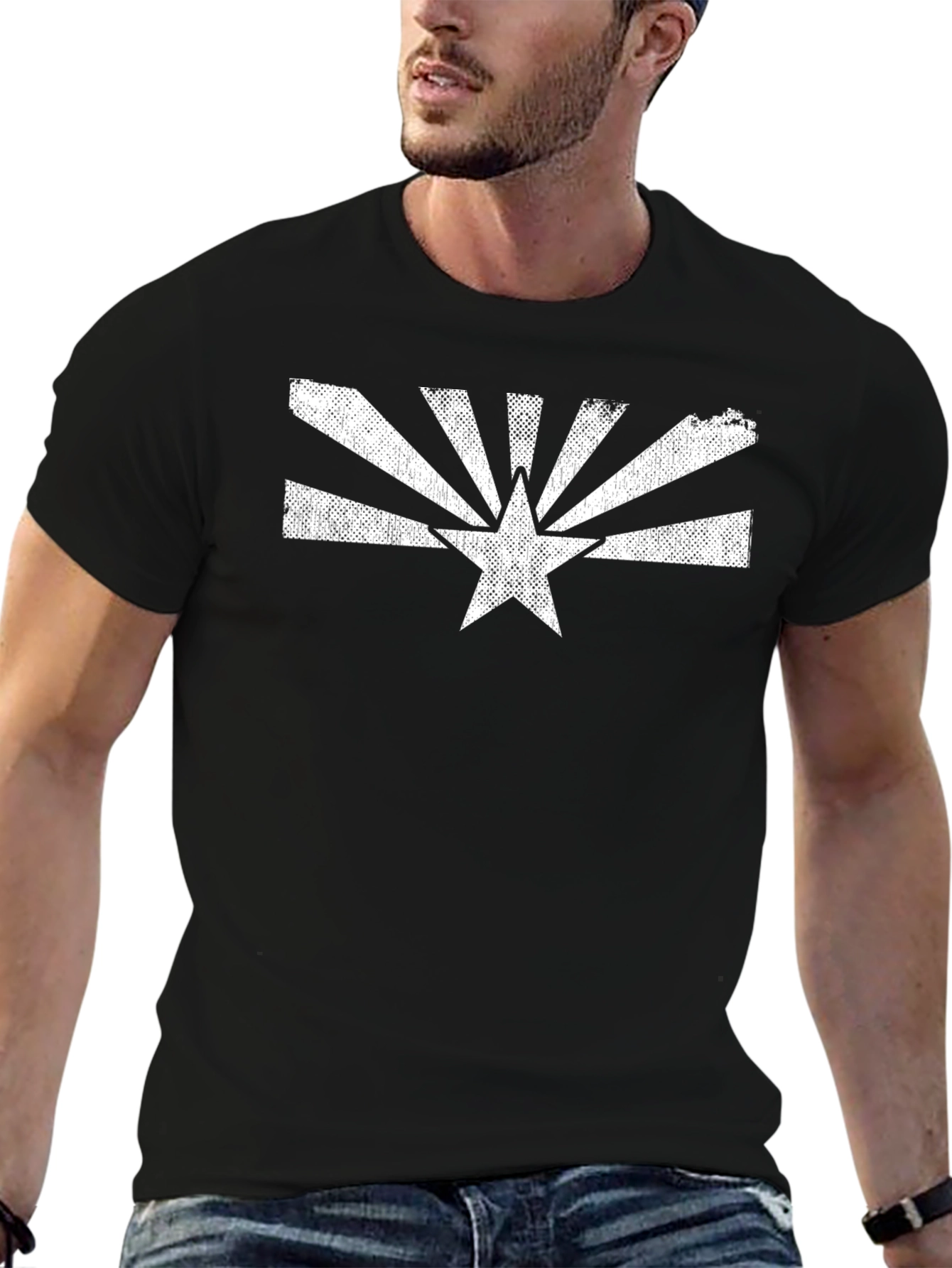 Arizona Flag Graphic Tee - Black Cotton T-Shirt