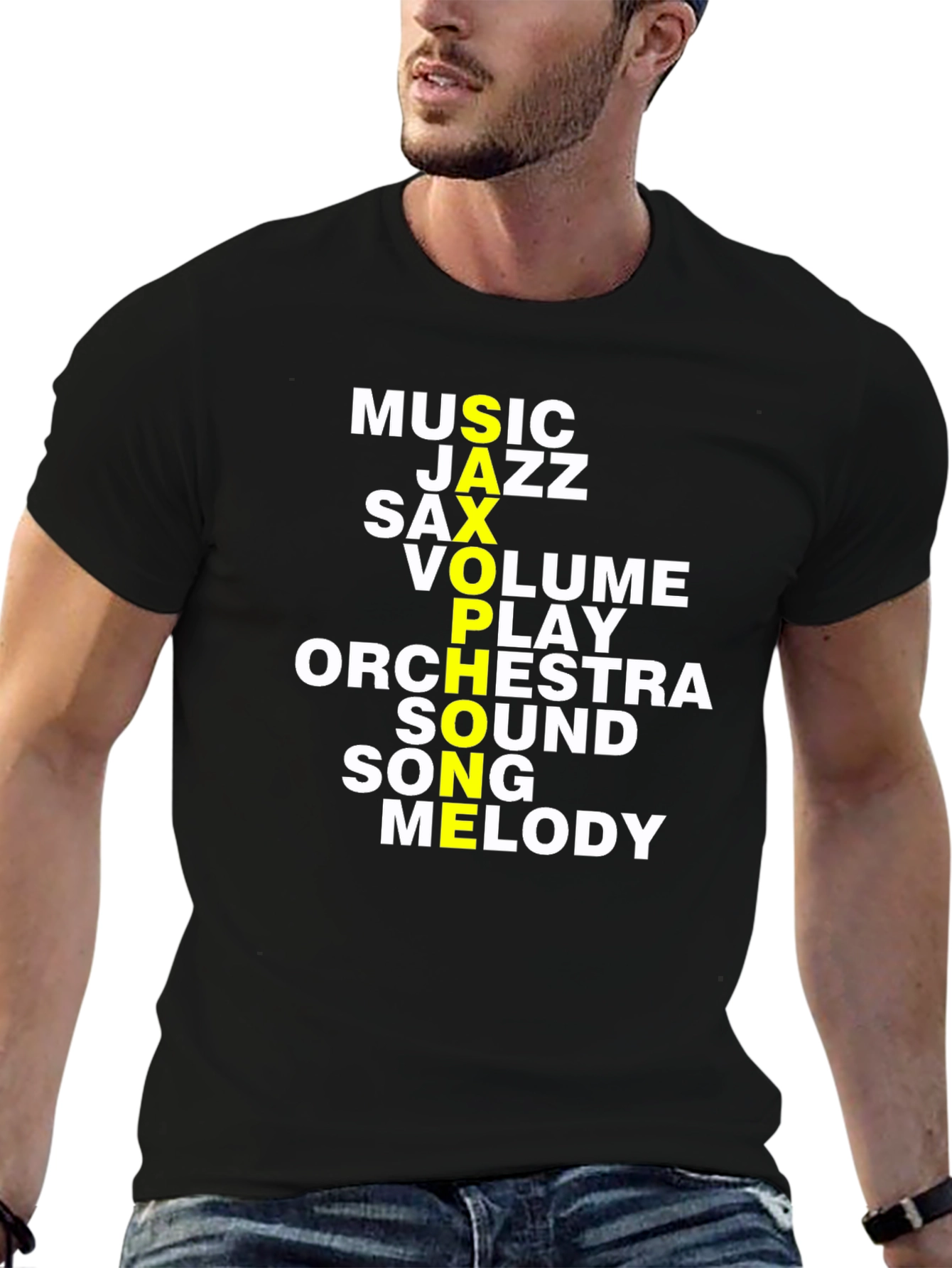 Music Lover Graphic T-Shirt - Saxophone Jazz Orchestra