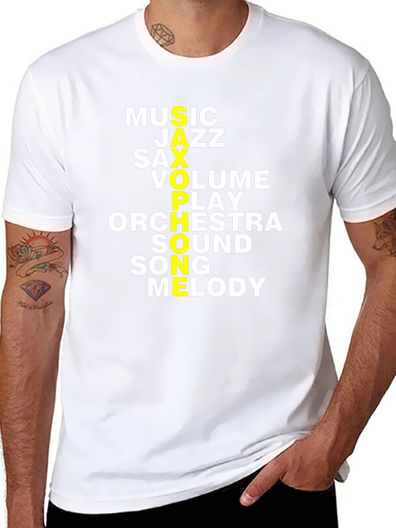 Music Lover Graphic T-Shirt - Saxophone Jazz Orchestra