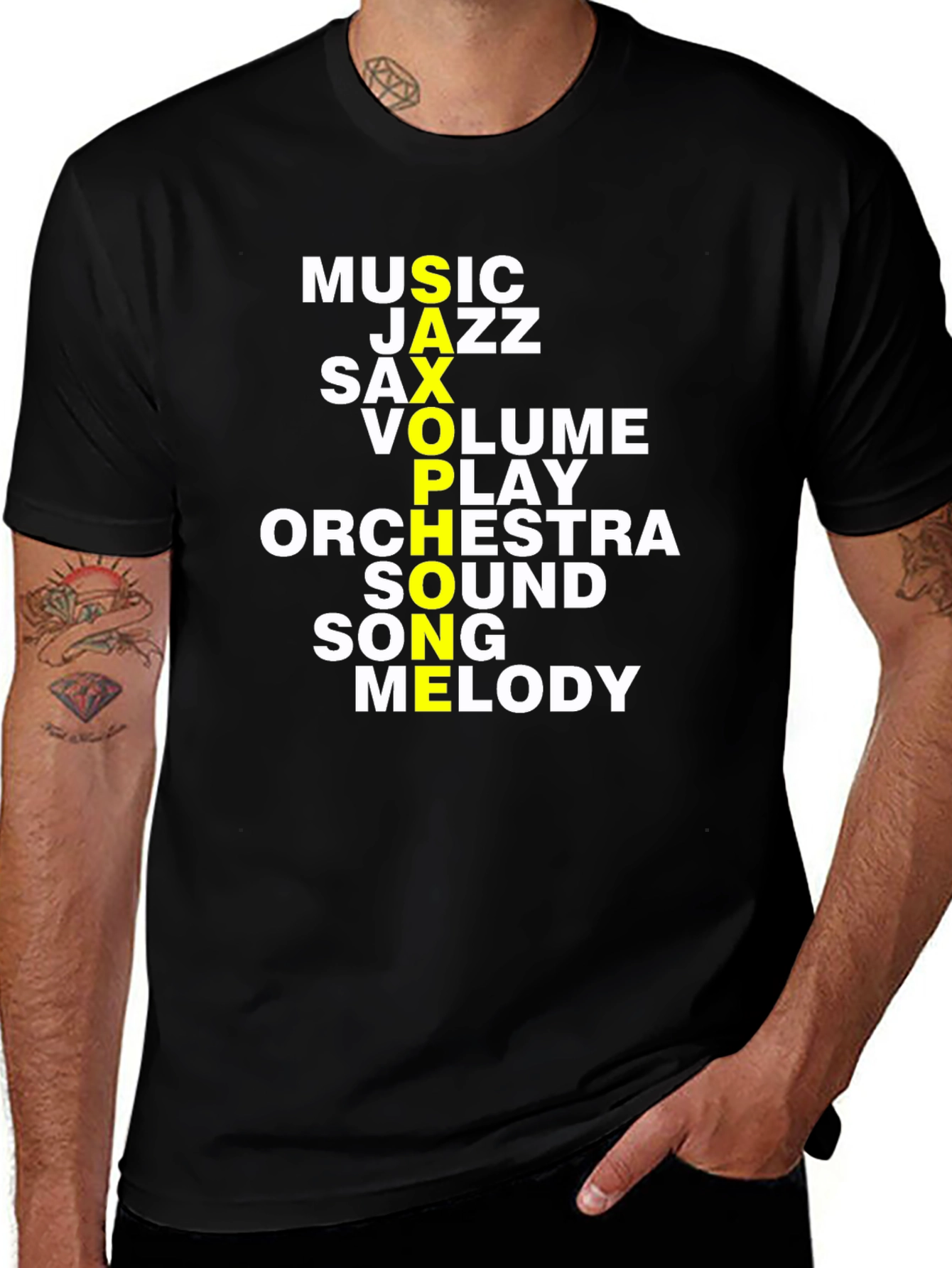 Music Lover Graphic T-Shirt - Saxophone Jazz Orchestra