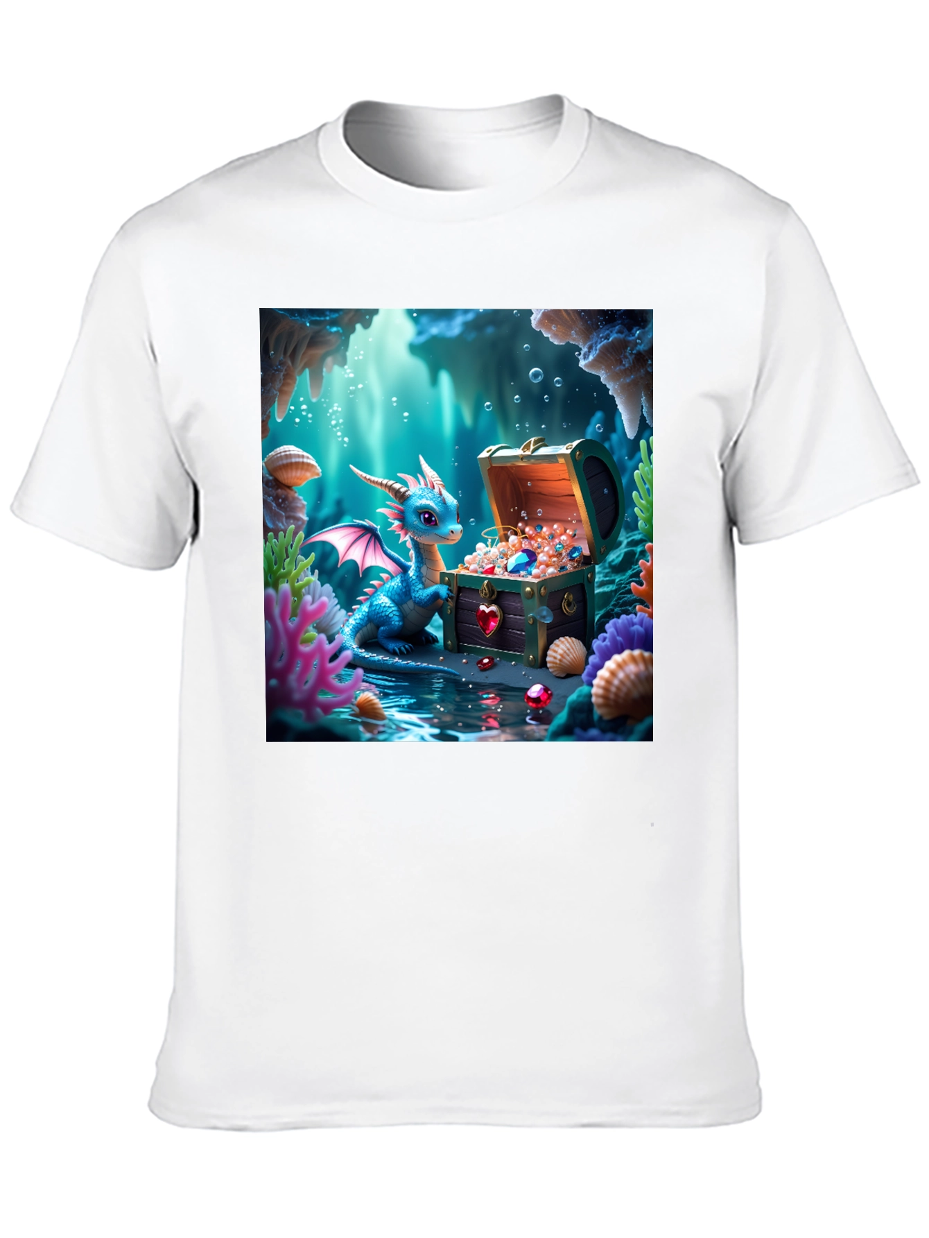 Fantasy Dragon Treasure Chest Graphic Tee