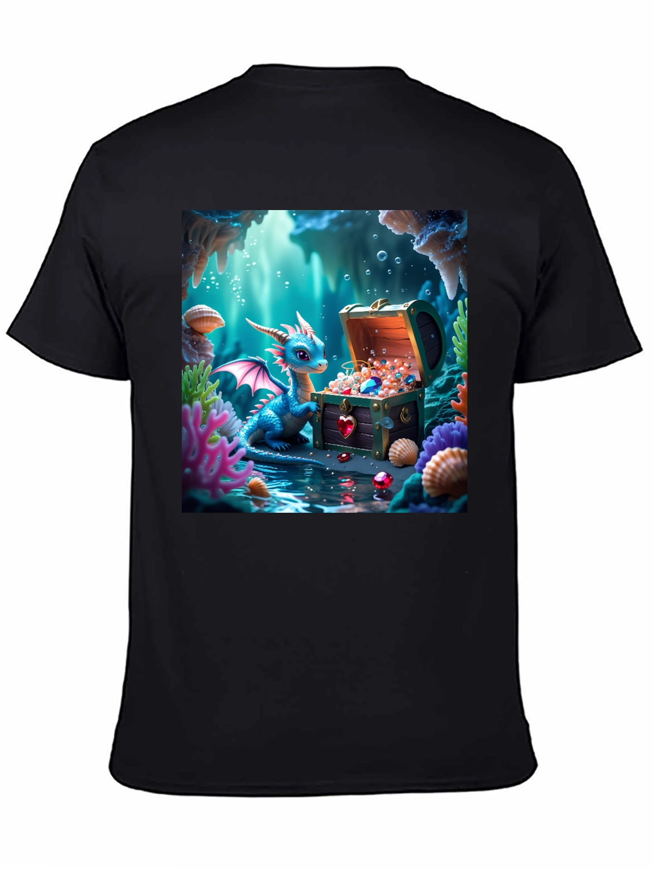 Fantasy Dragon Treasure Chest Graphic Tee