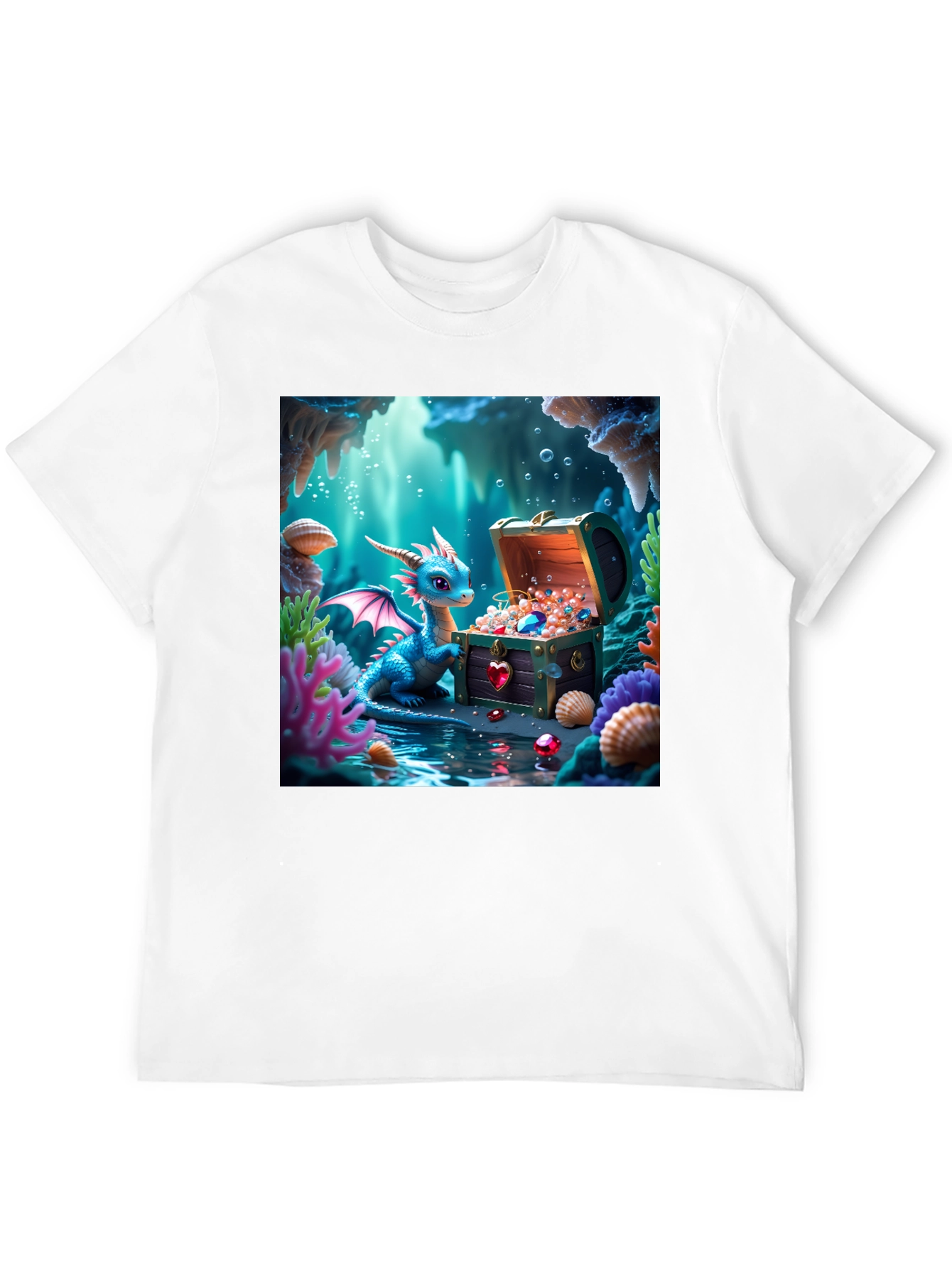 Fantasy Dragon Treasure Chest Graphic Tee
