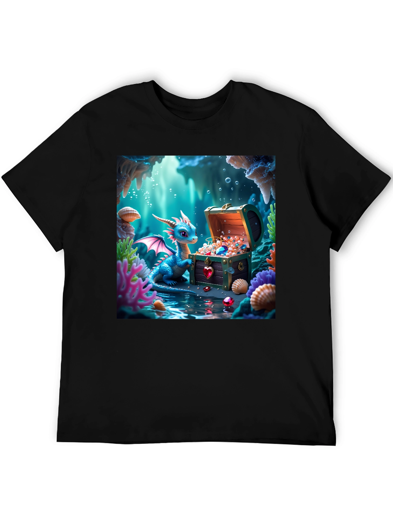 Fantasy Dragon Treasure Chest Graphic Tee