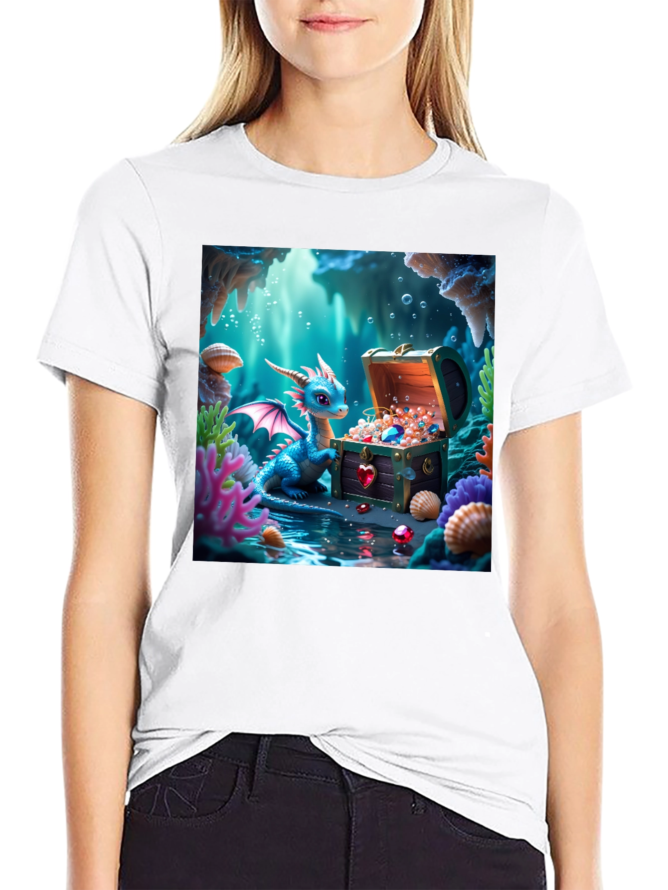 Fantasy Dragon Treasure Chest Graphic Tee