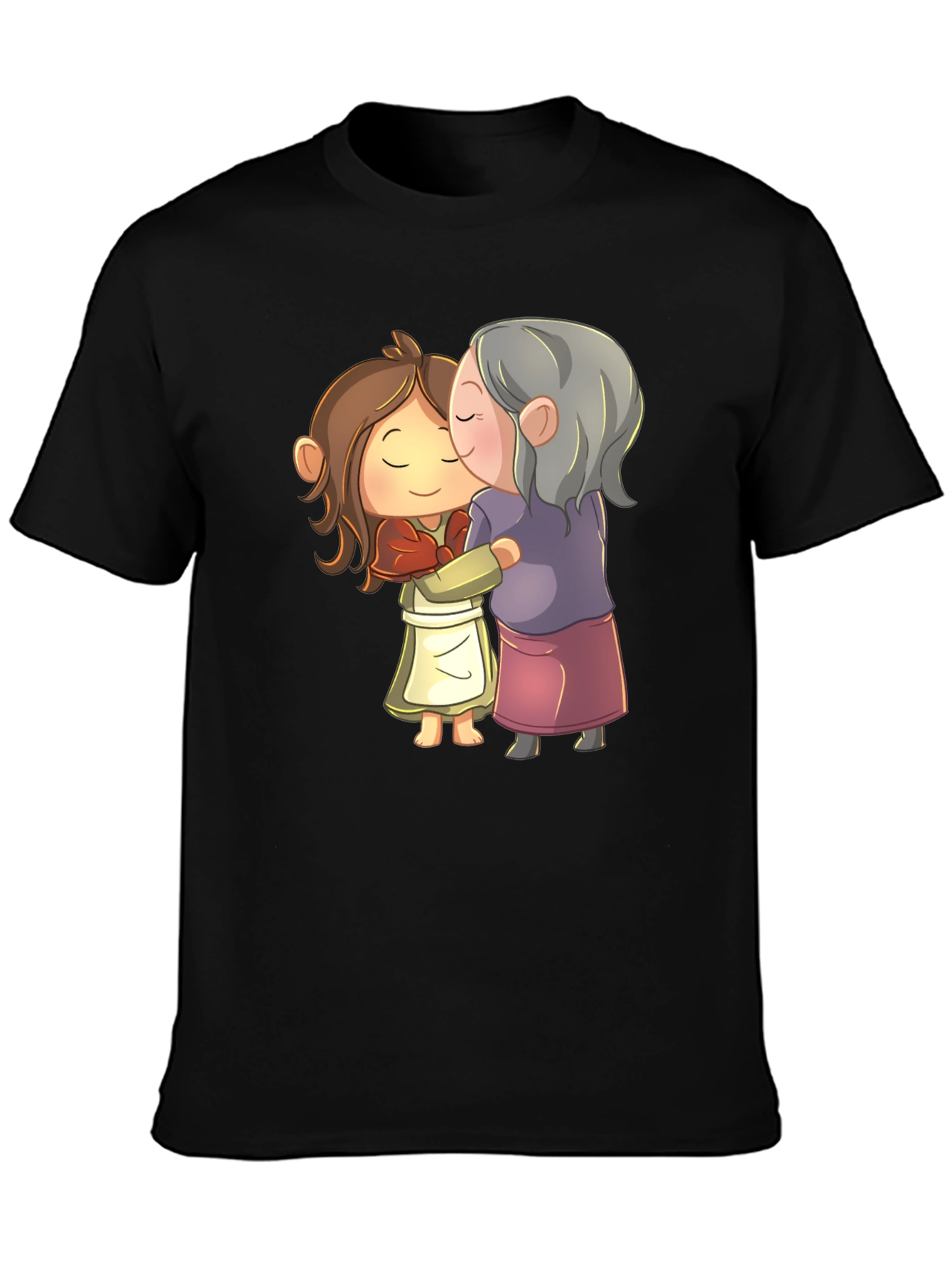 Grandma & Kid Hug Graphic Tee - Black