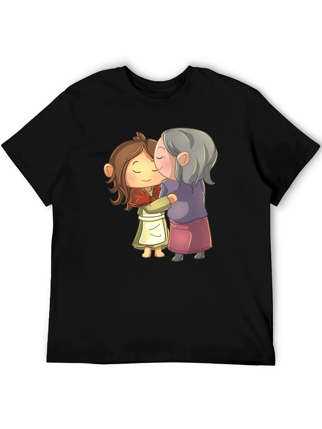 Grandma & Kid Hug Graphic Tee - Black