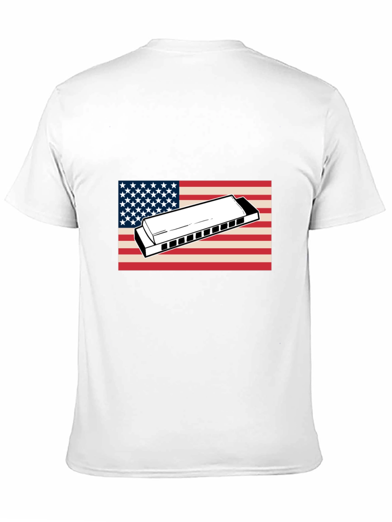 American Flag Harmonica Graphic T-Shirt