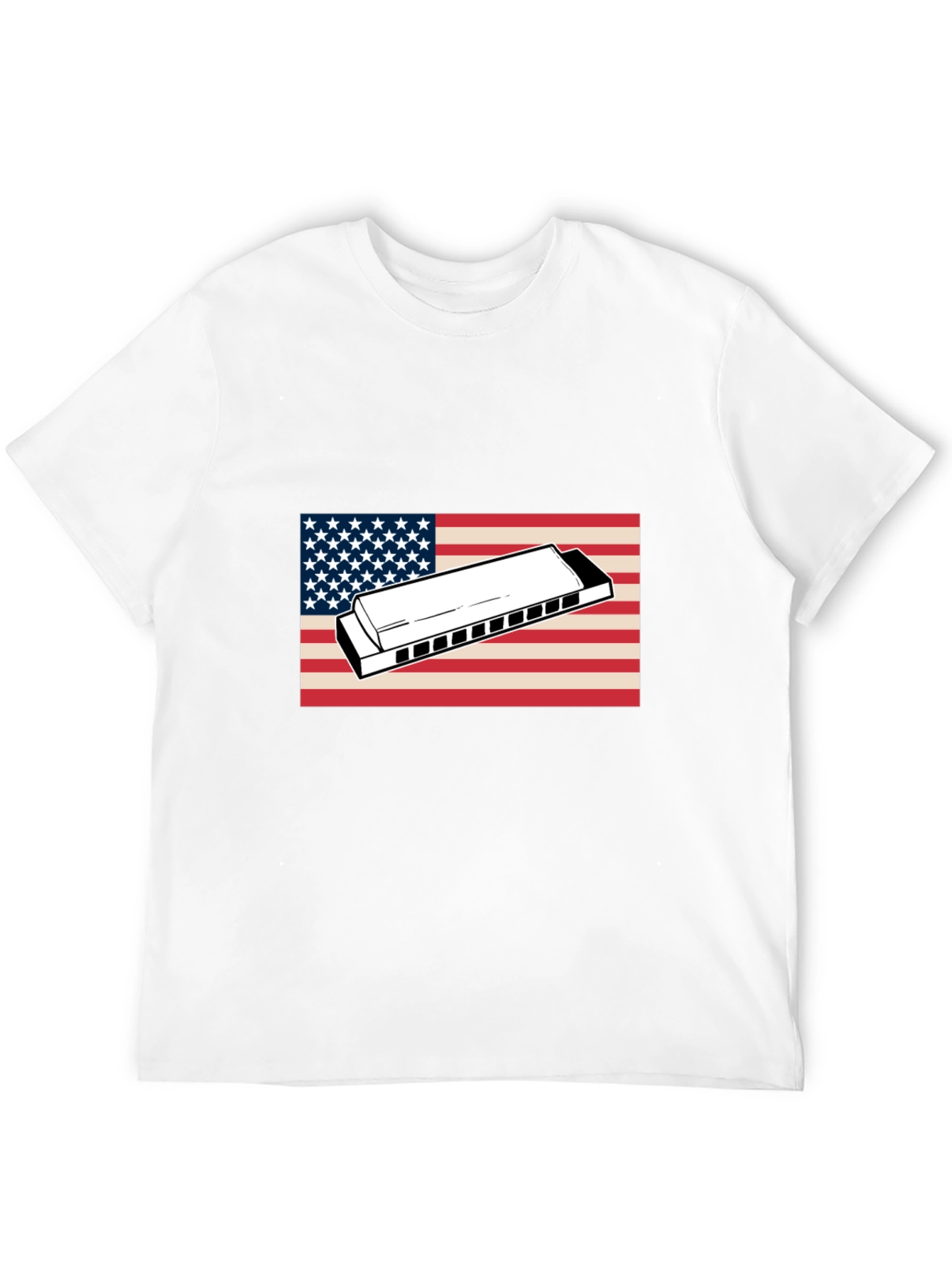 American Flag Harmonica Graphic T-Shirt