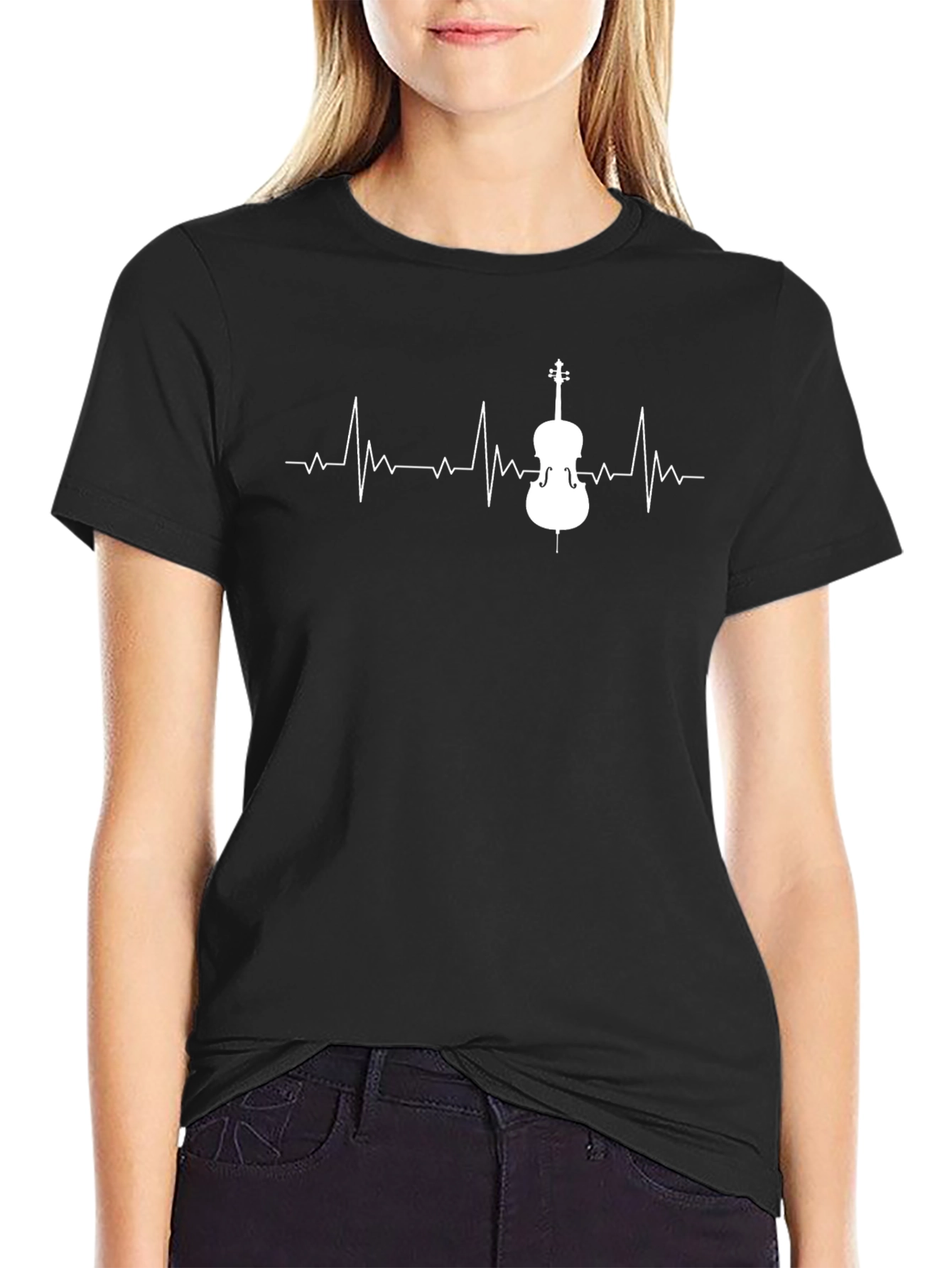 Cello Heartbeat Graphic Tee - Musicians Black T-Shirt