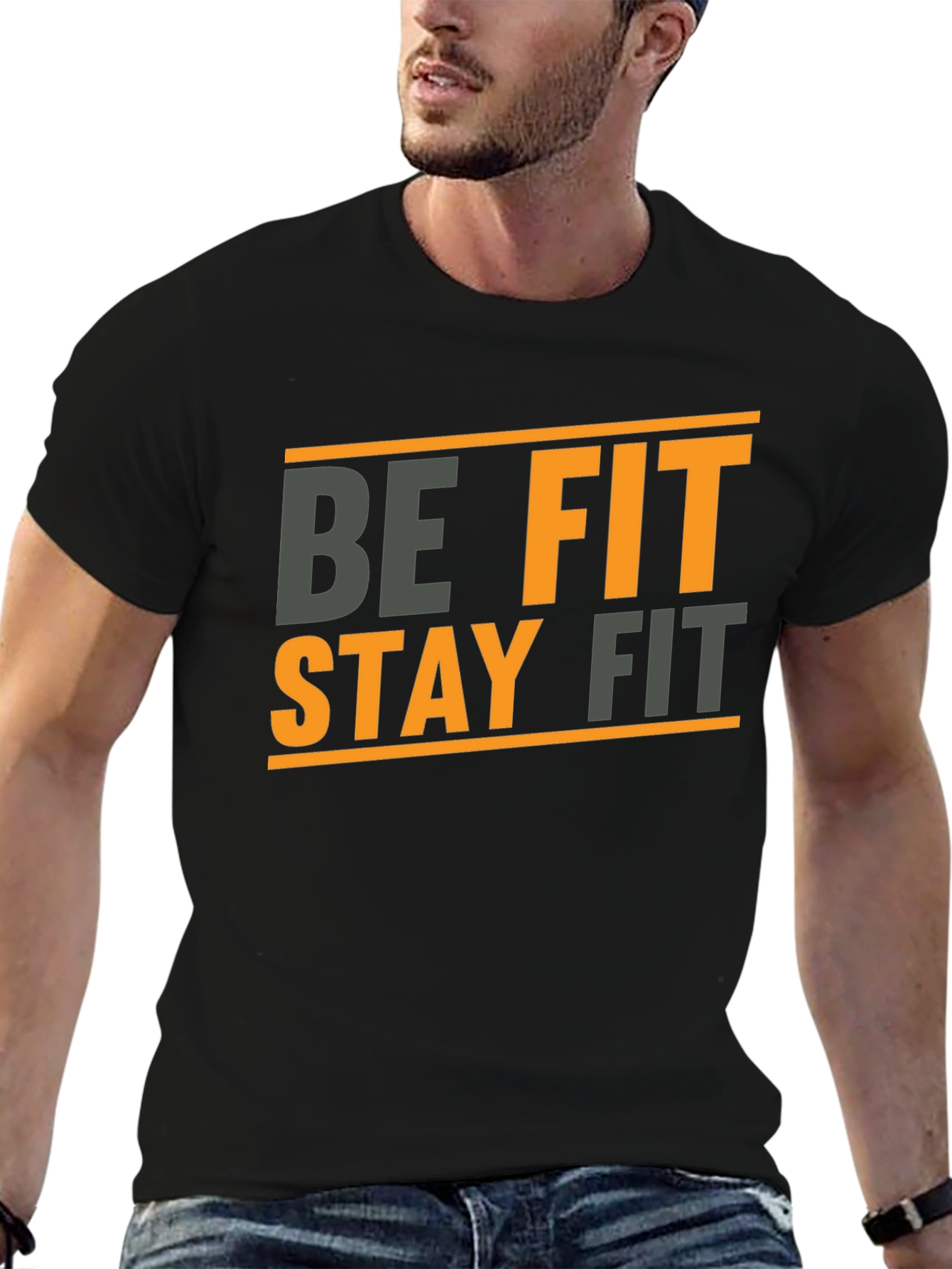 Be Fit Stay Fit Black Graphic Tee