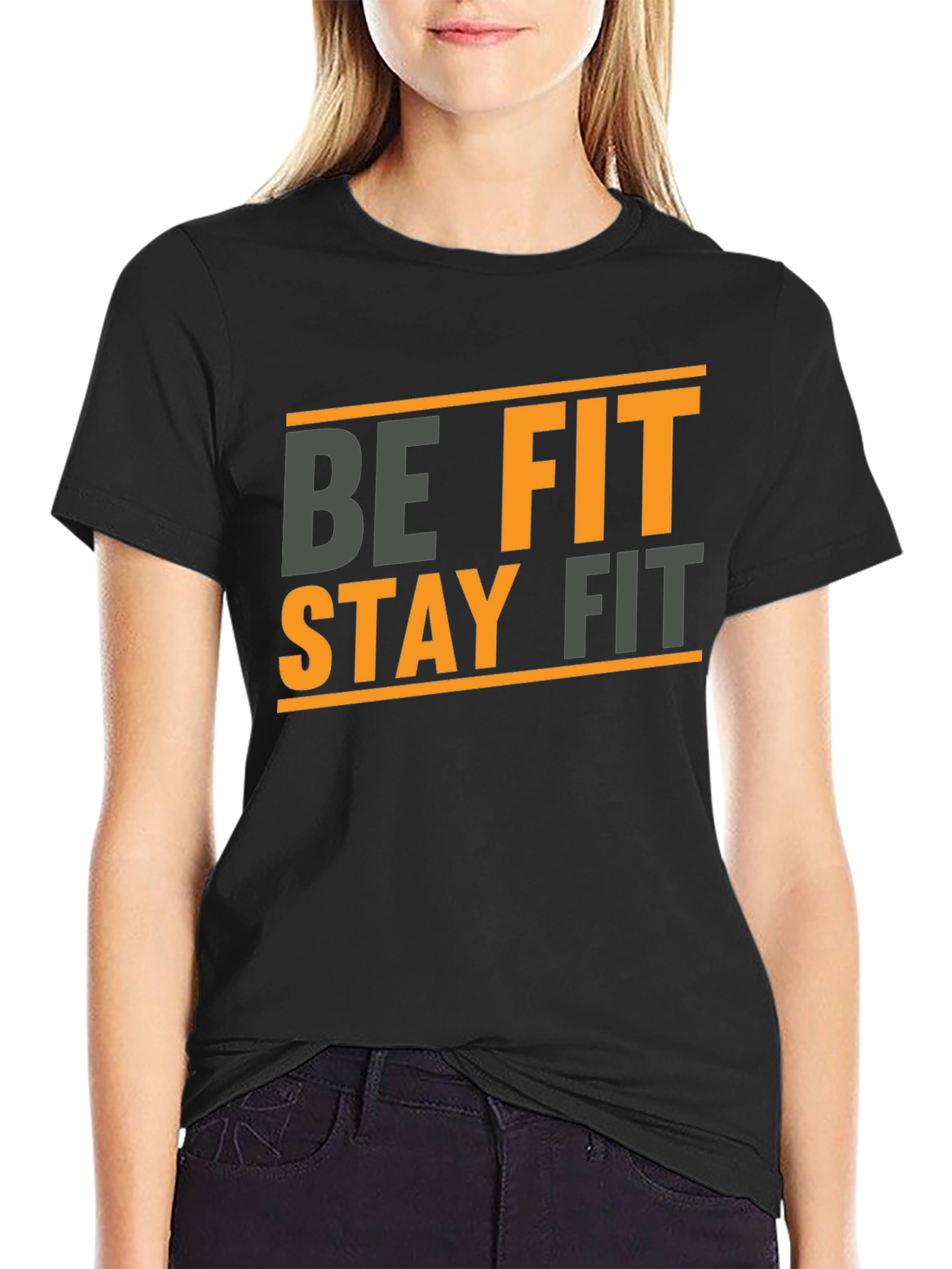 Be Fit Stay Fit Black Graphic Tee