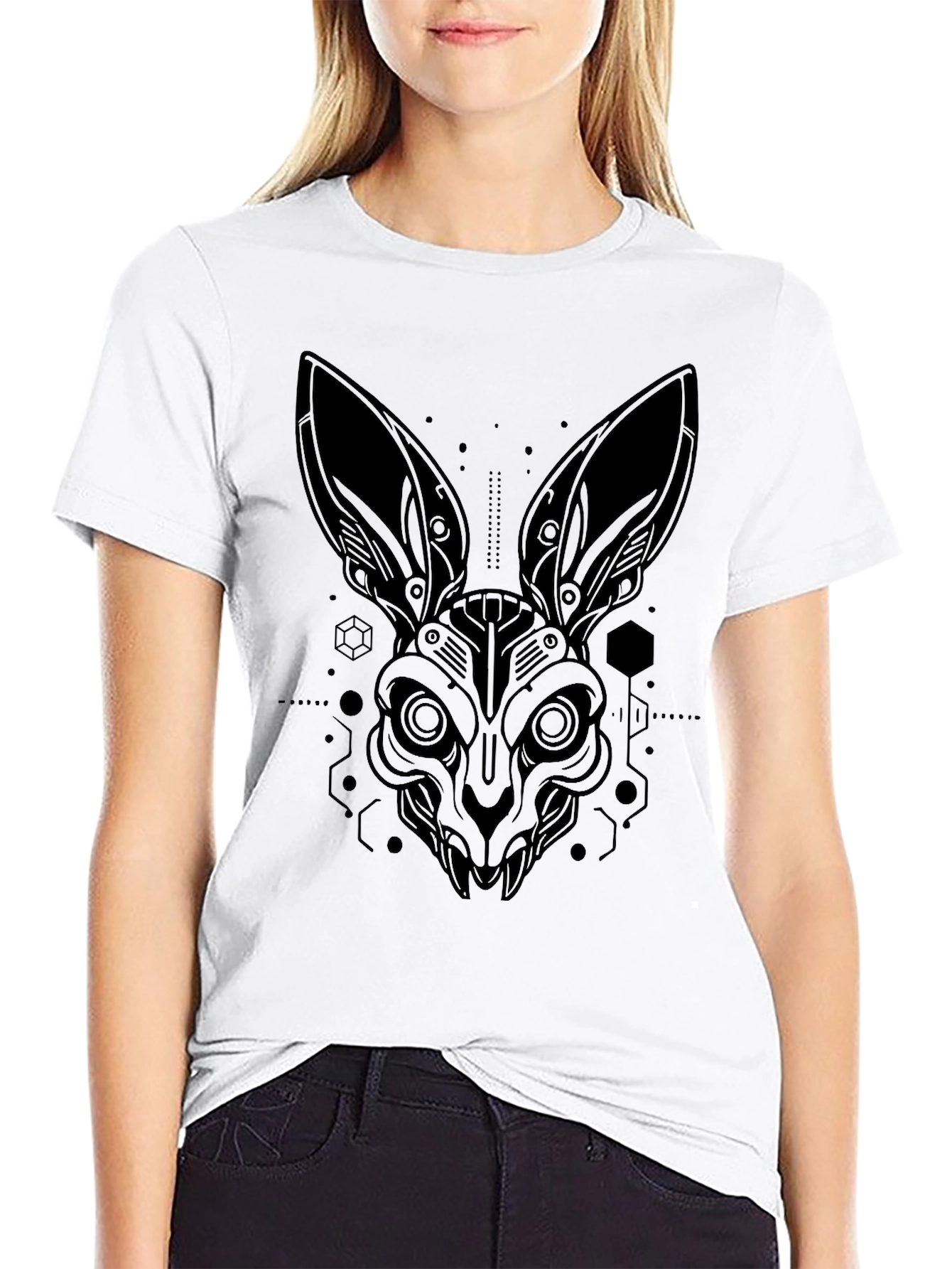 Cyberpunk Rabbit Graphic Tee - Stylish Black T-Shirt