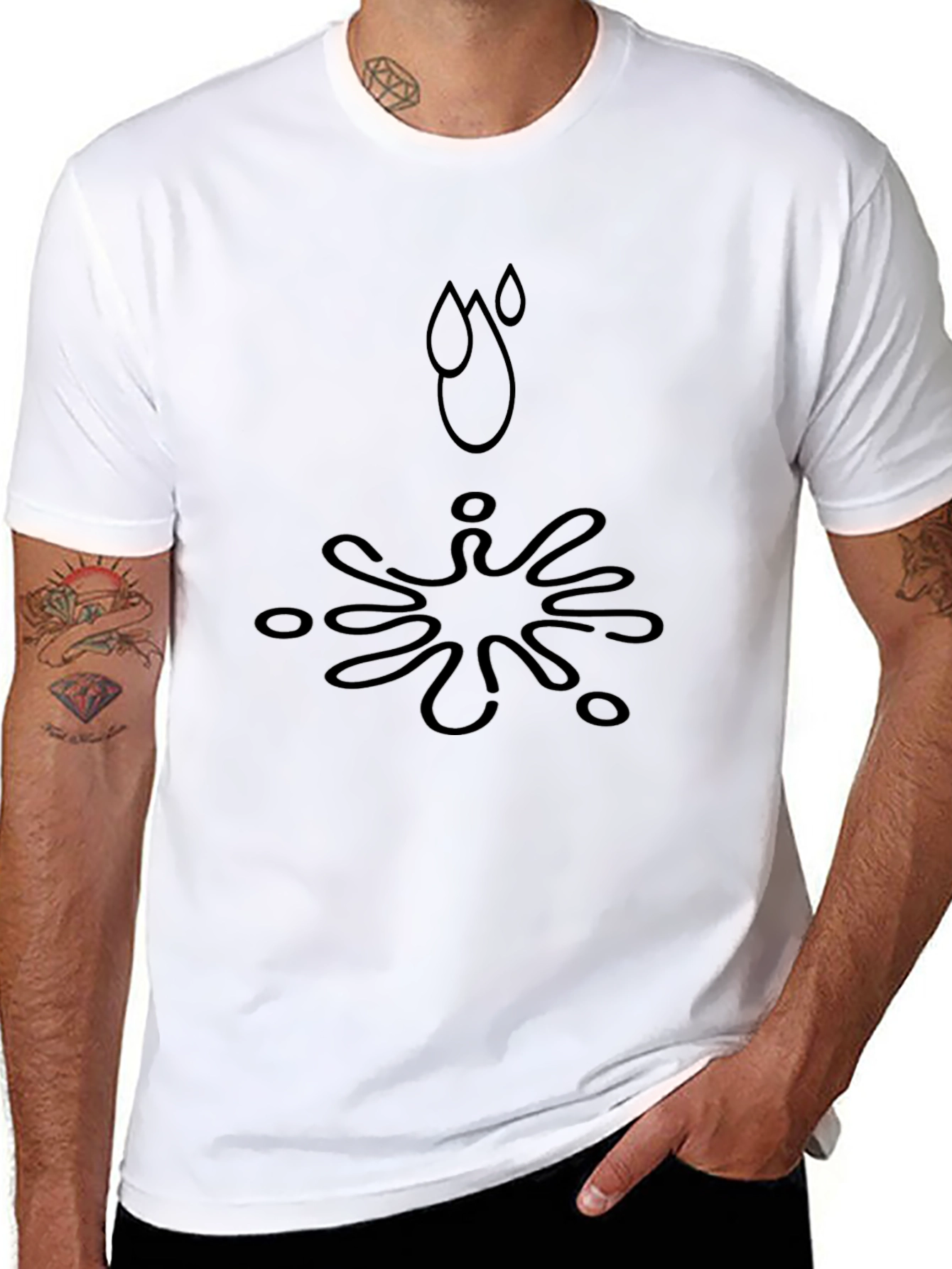 Black T-Shirt with Abstract Splash Design