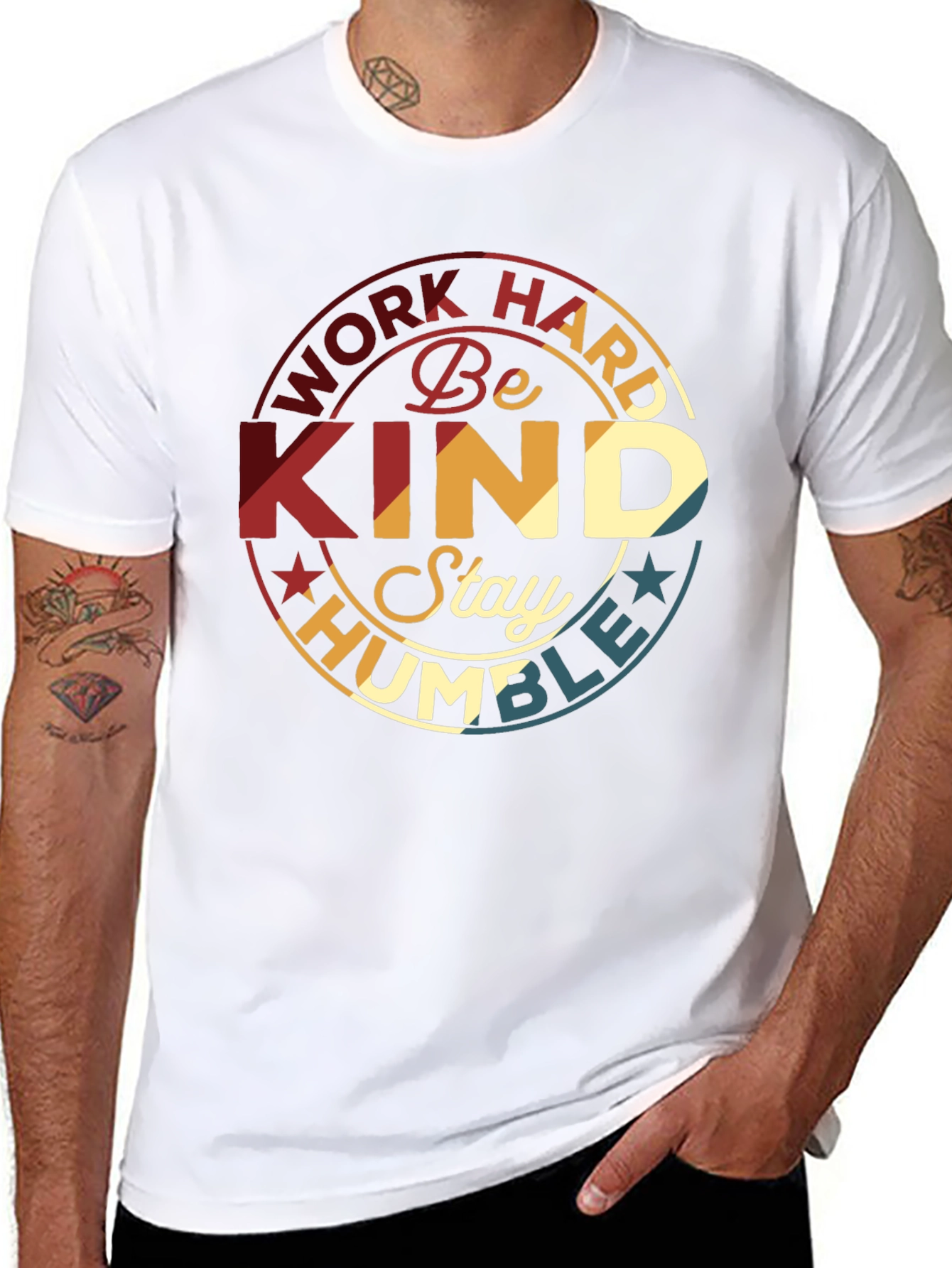 Work Hard Be Kind T-Shirt - Retro Design