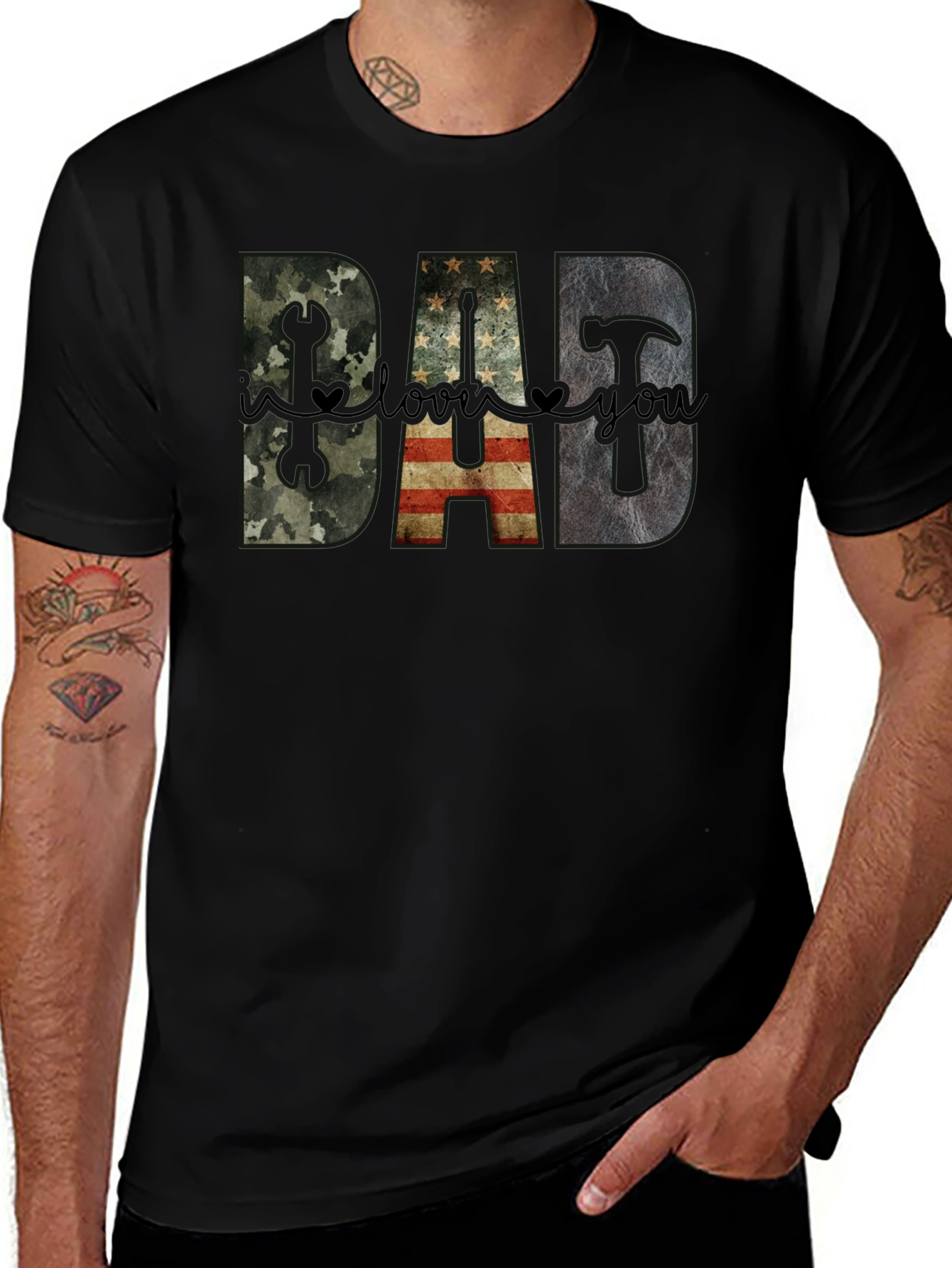 DAD I Love You T-Shirt Fathers Day Gift