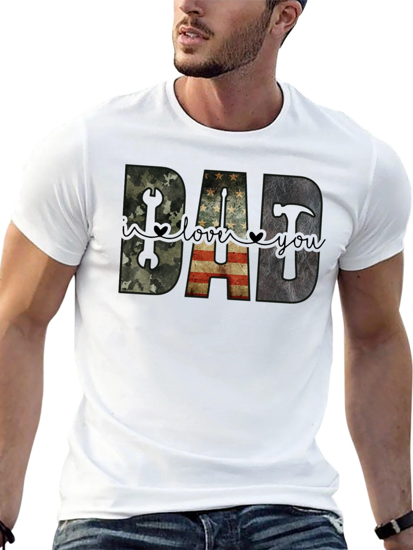 DAD I Love You T-Shirt Fathers Day Gift
