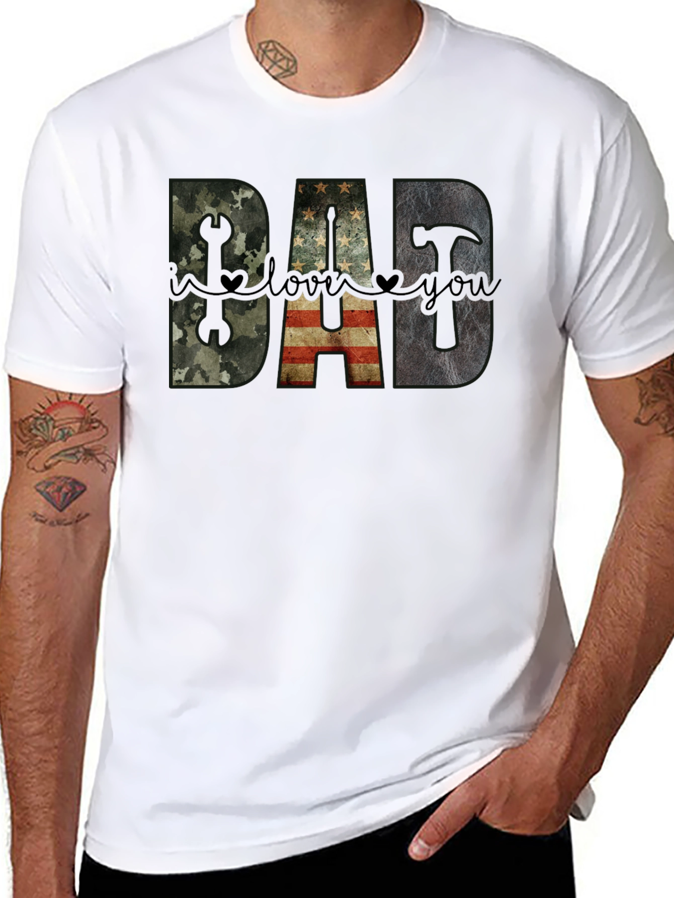 DAD I Love You T-Shirt Fathers Day Gift