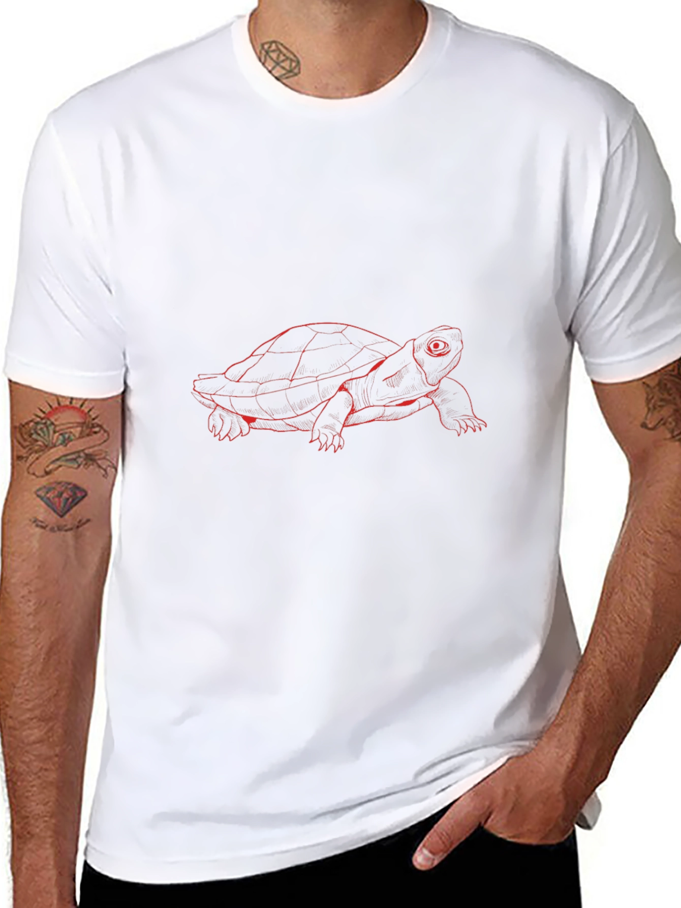 Red Turtle Graphic Black T-Shirt