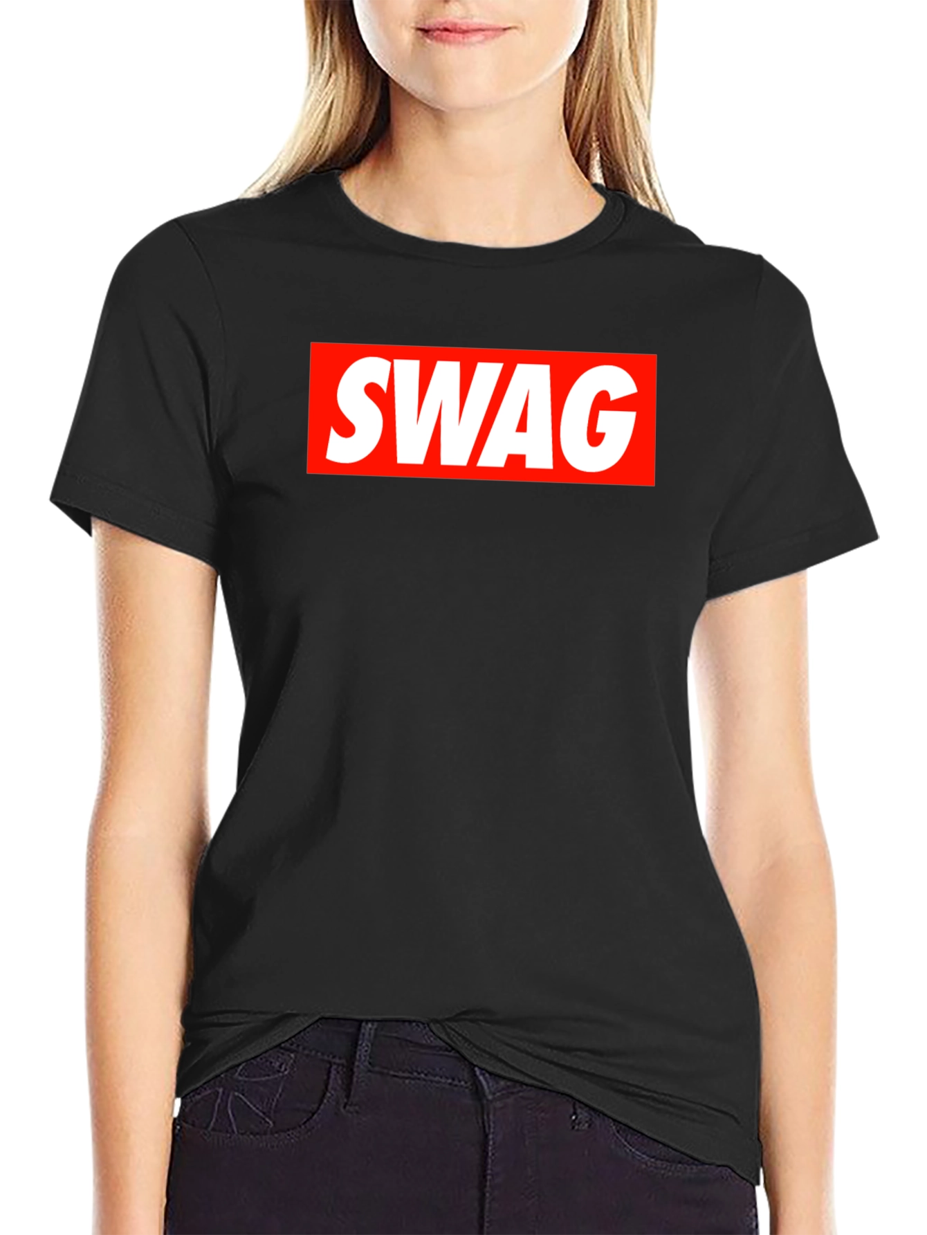 Mens Black T-Shirt with SWAG Graphic