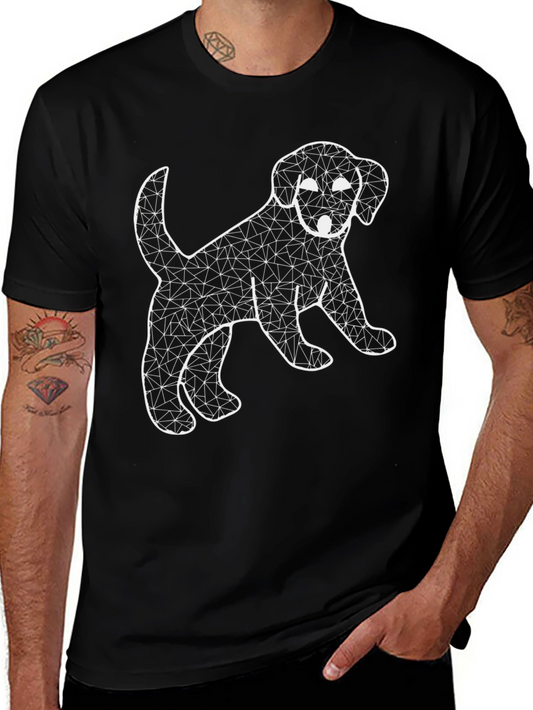 Geometric Puppy Graphic Tee - Black