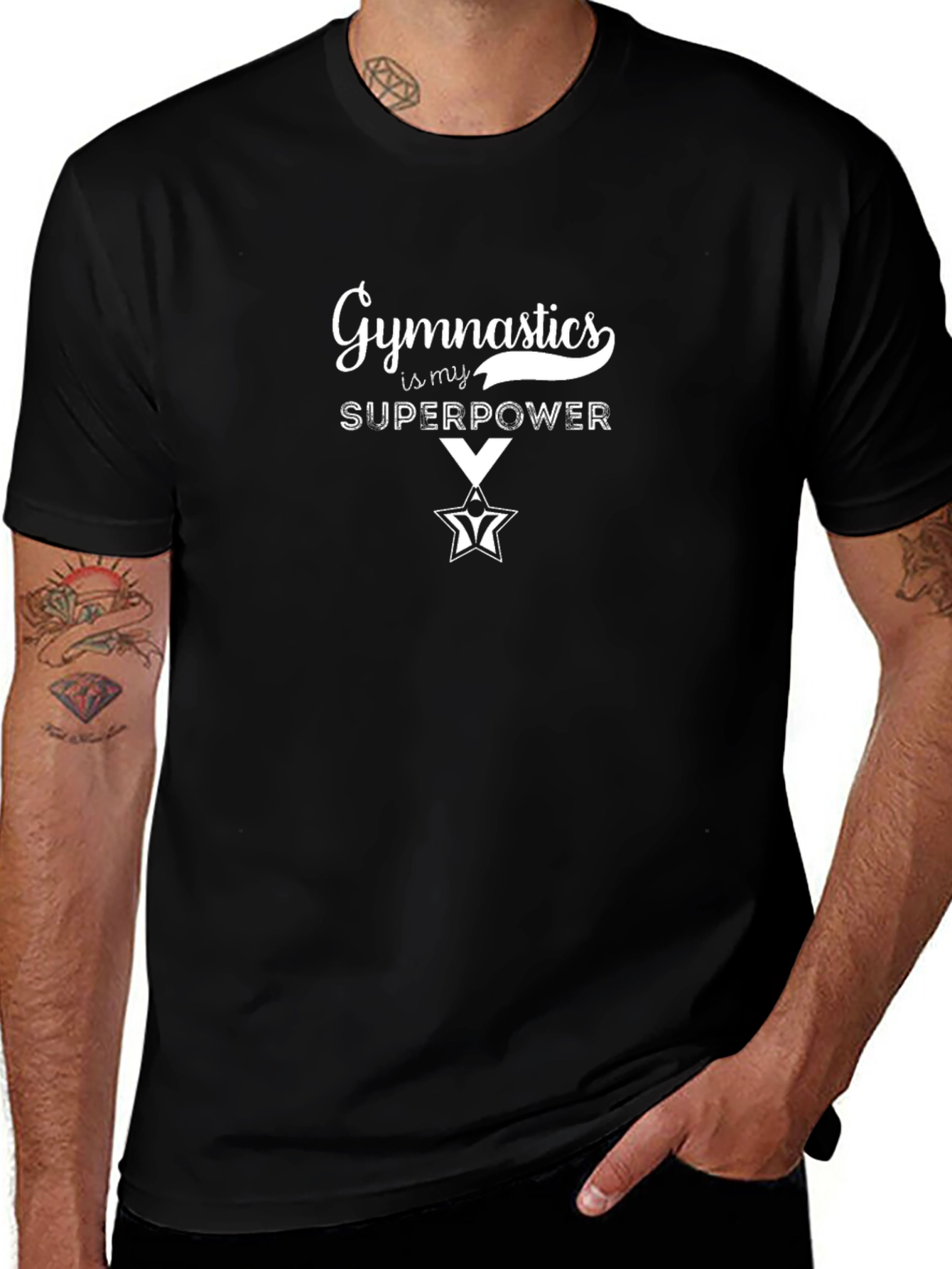 Gymnastics Superpower Graphic Tee - Black Cotton T-Shirt