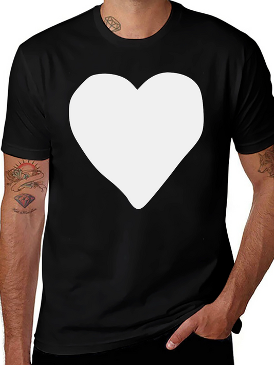 Heart Graphic Tee - Black Cotton Casual Shirt