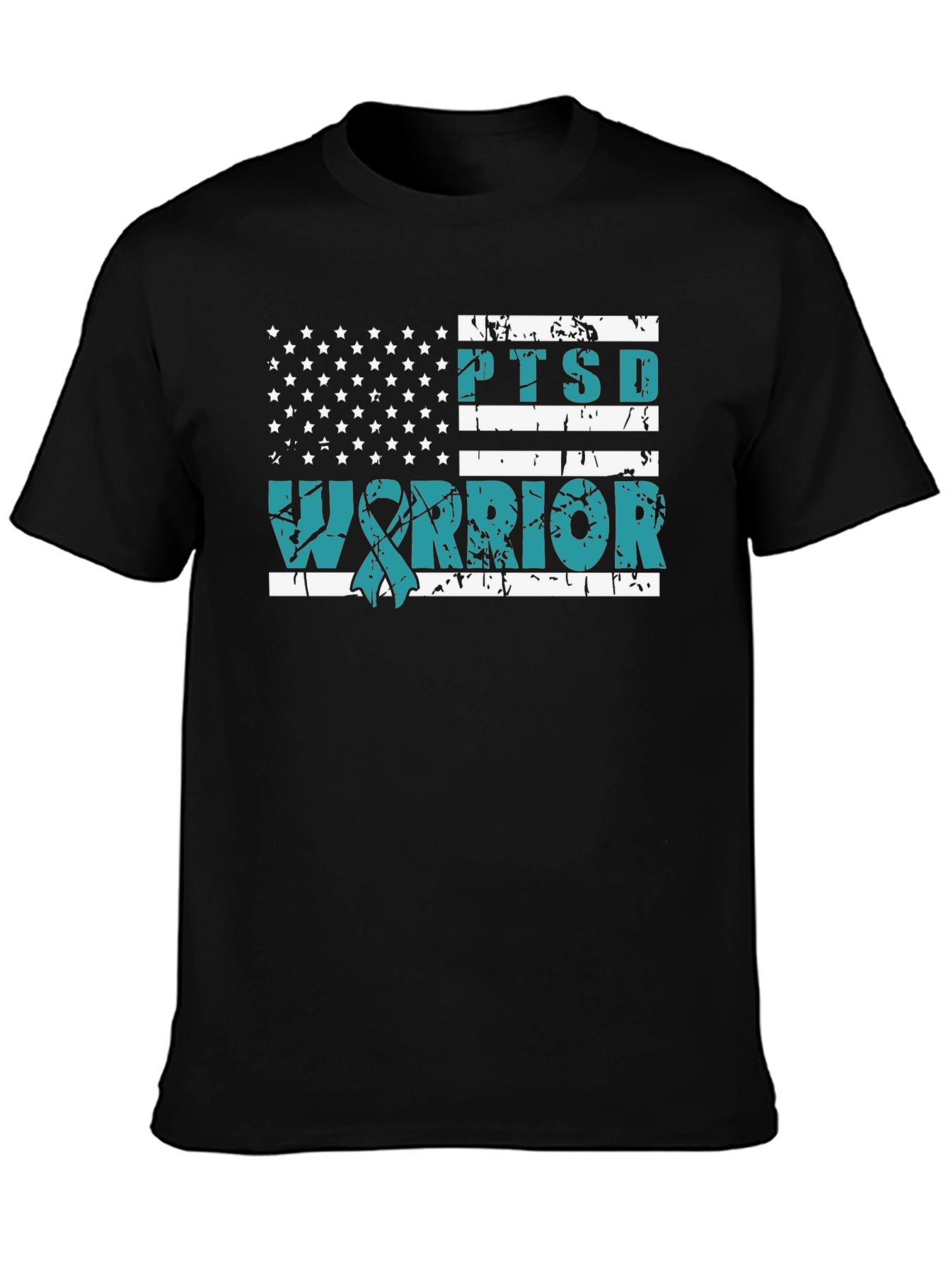 PTSD Warrior American Flag Graphic T-Shirt