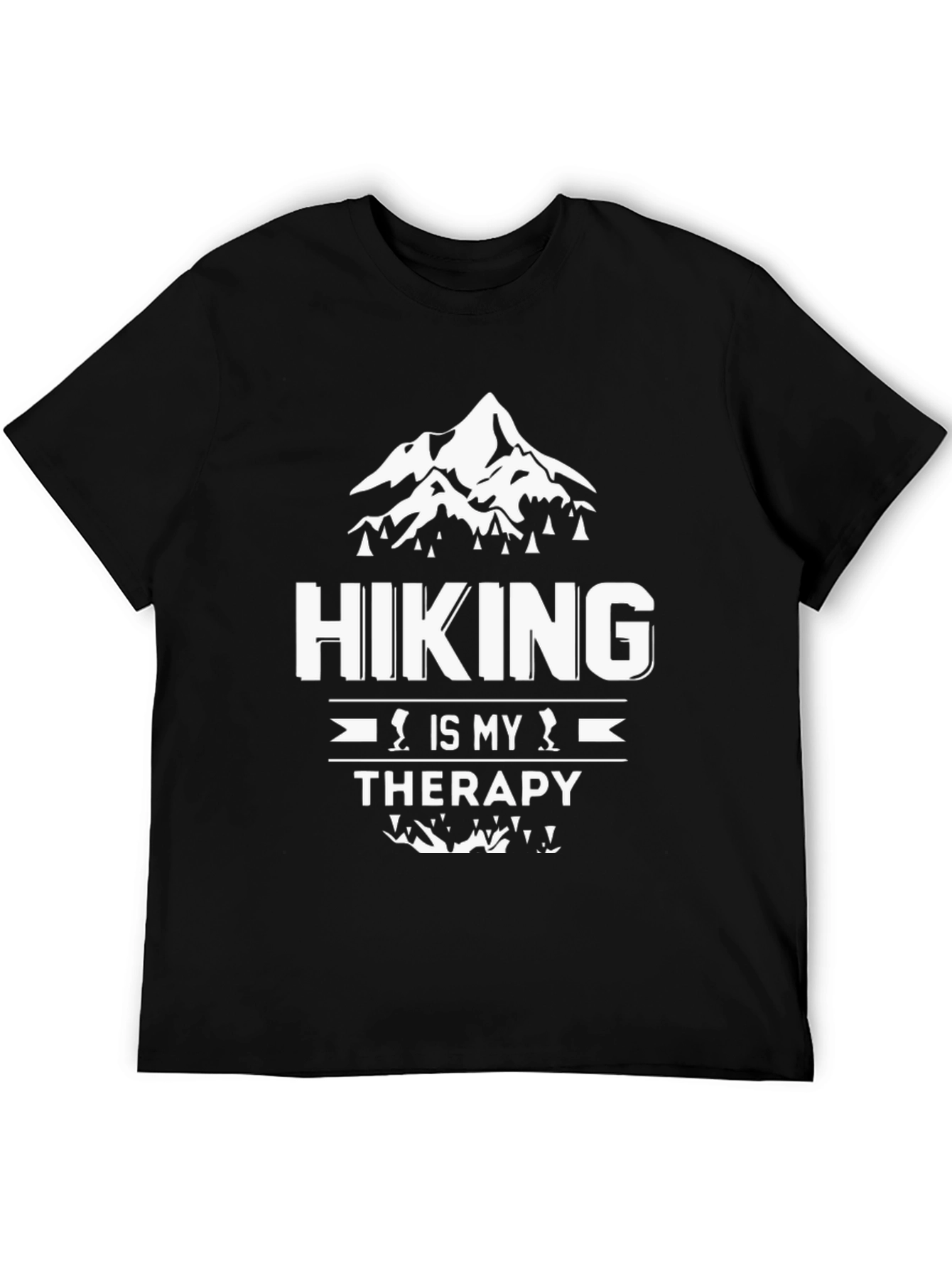 Hiking is My Therapy Black Graphic T-Shirt
