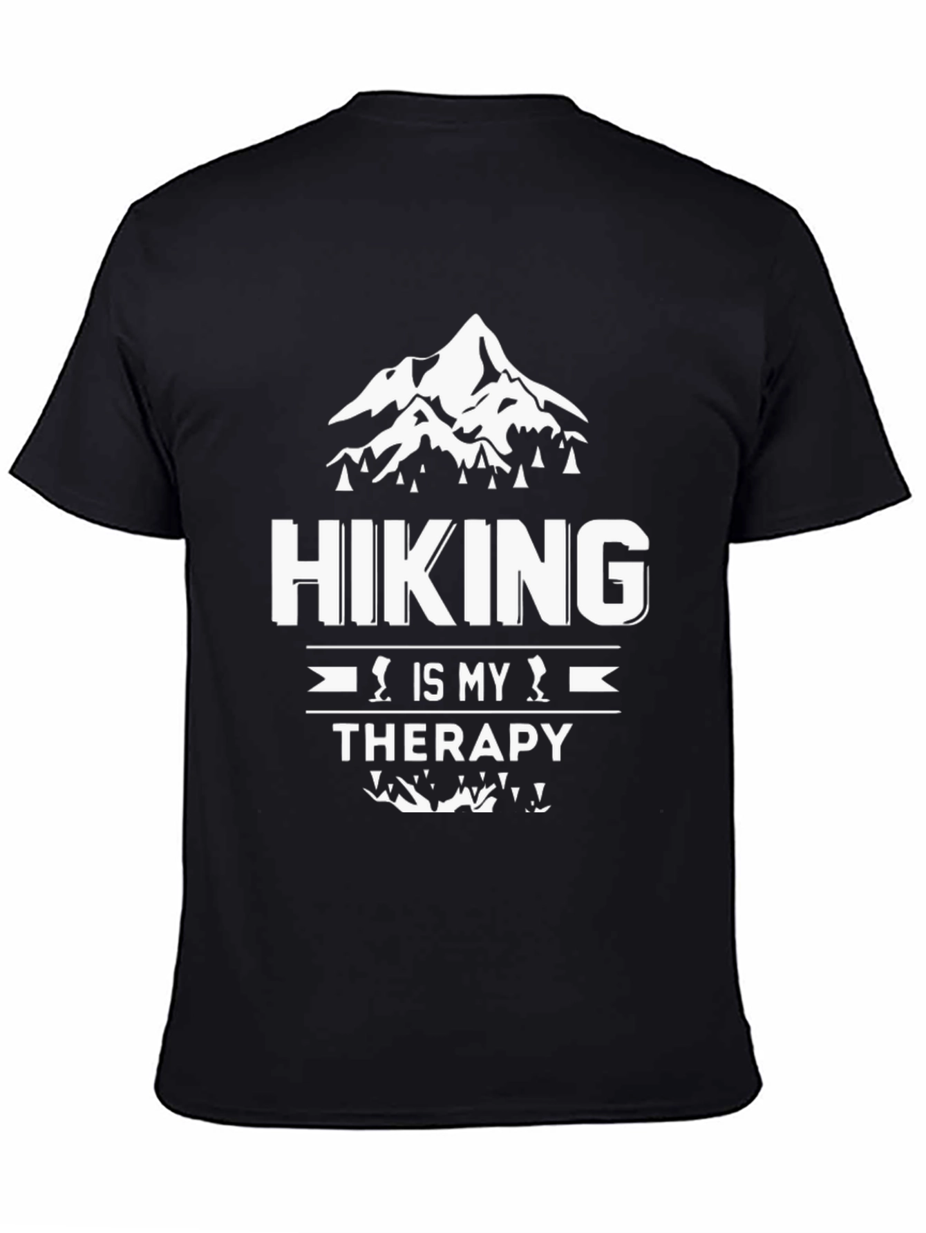 Hiking is My Therapy Black Graphic T-Shirt