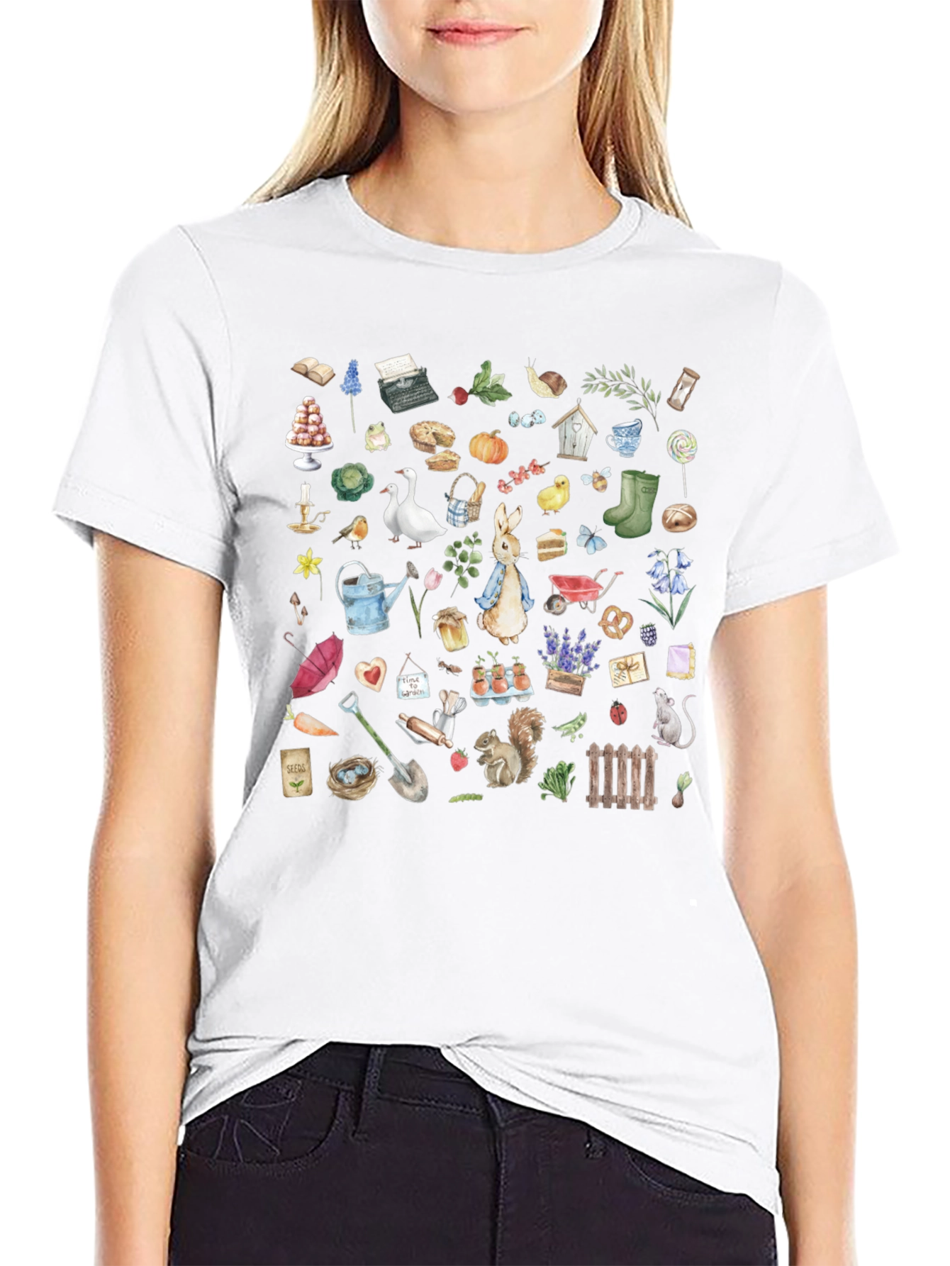 Garden Print Black T-Shirt
