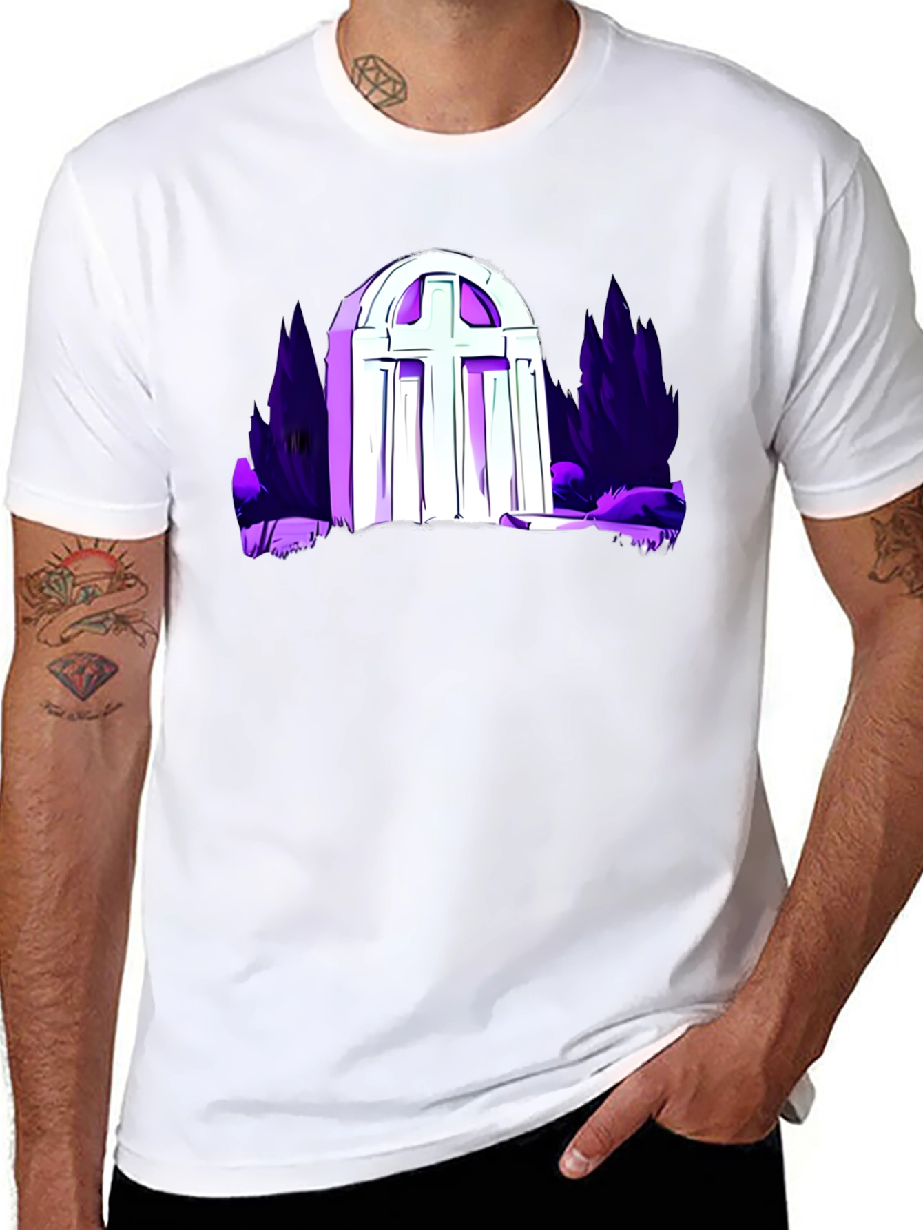 Gothic Graveyard Graphic Tee - Black