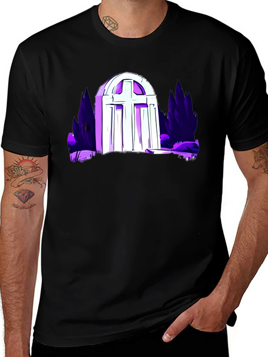 Gothic Graveyard Graphic Tee - Black