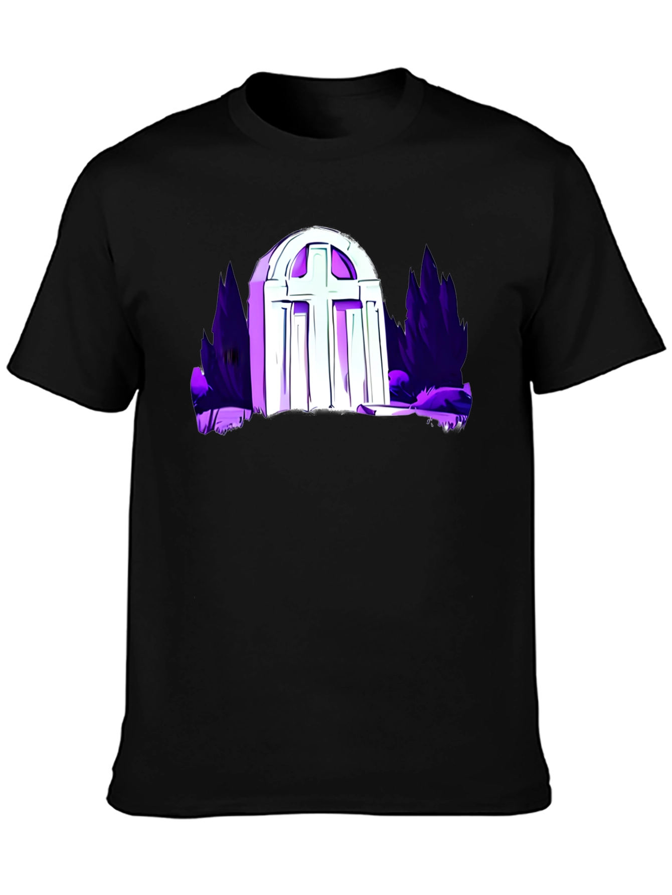 Gothic Graveyard Graphic Tee - Black
