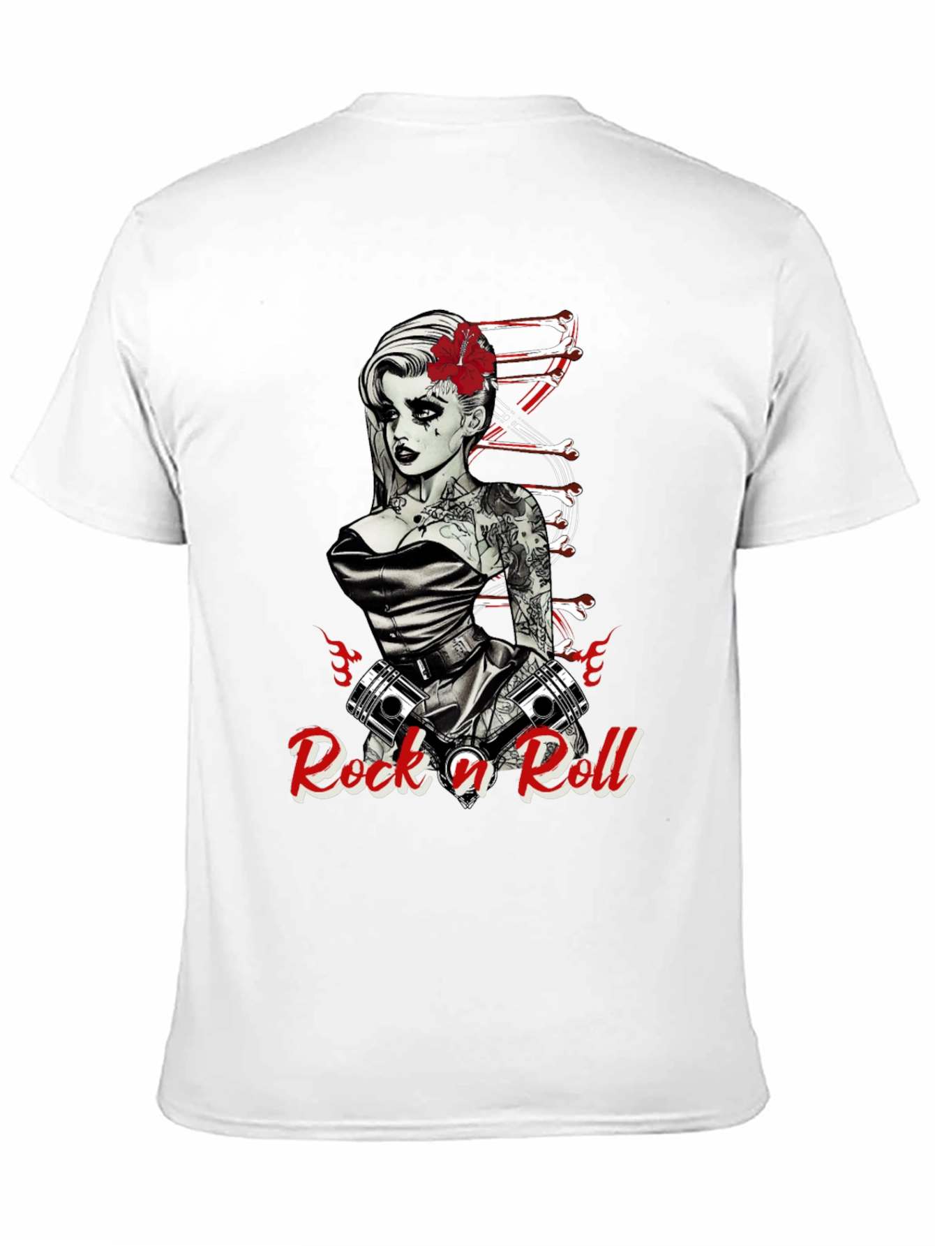 Rock n Roll Tattoo Print Black T-Shirt