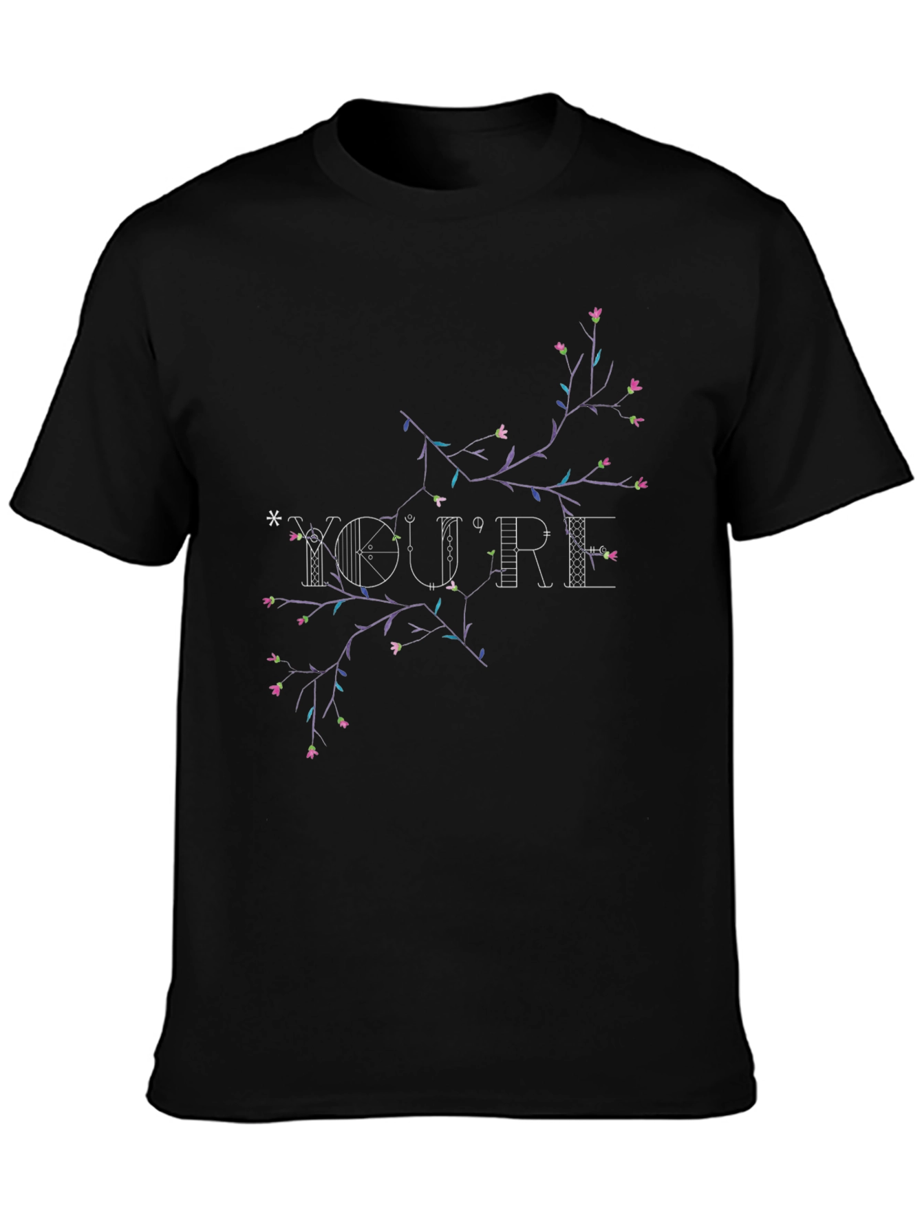 Floral Youre Graphic Black T-Shirt