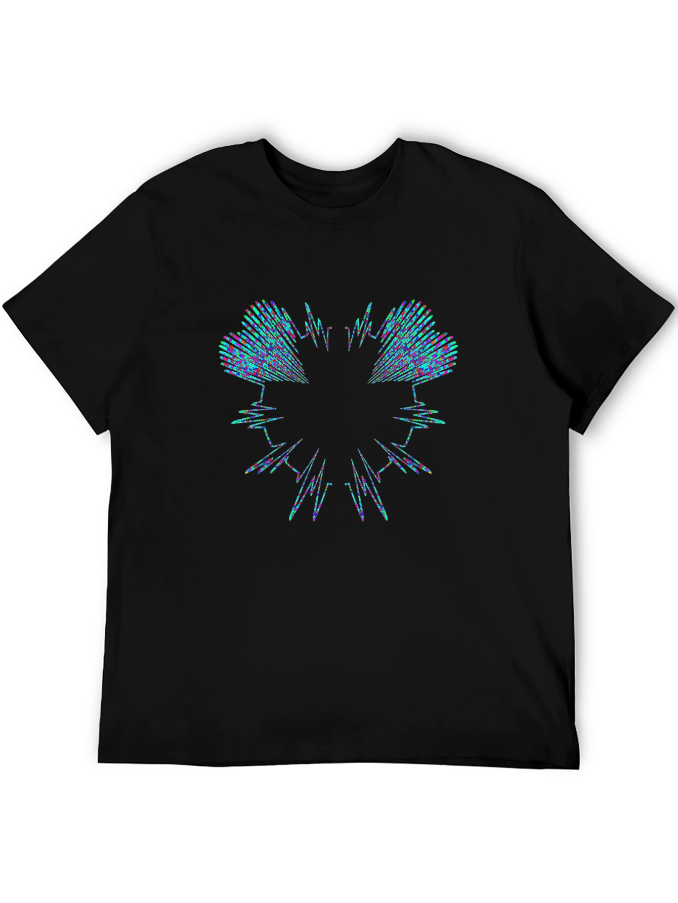Abstract Waveform Graphic Black T-Shirt