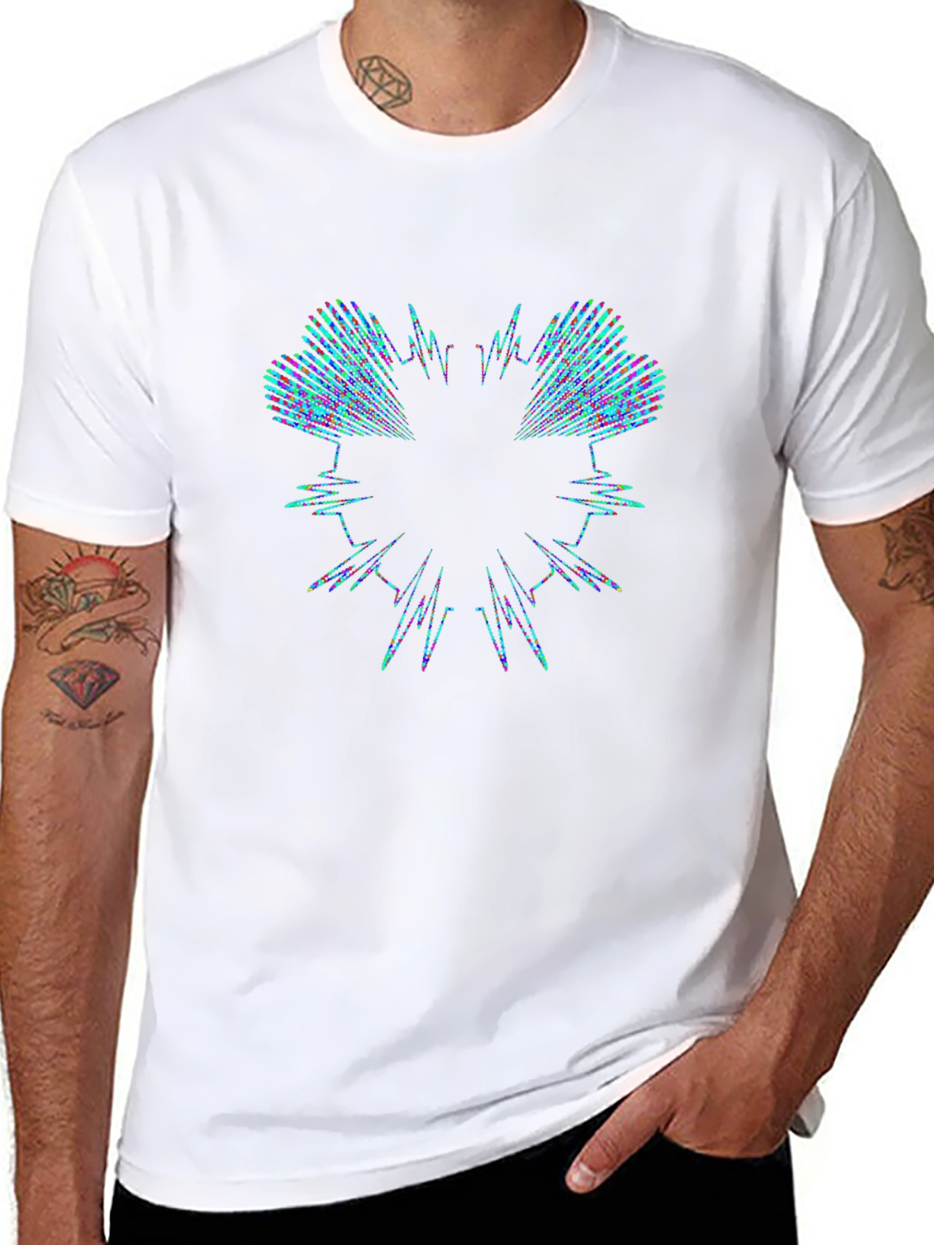 Abstract Waveform Graphic Black T-Shirt