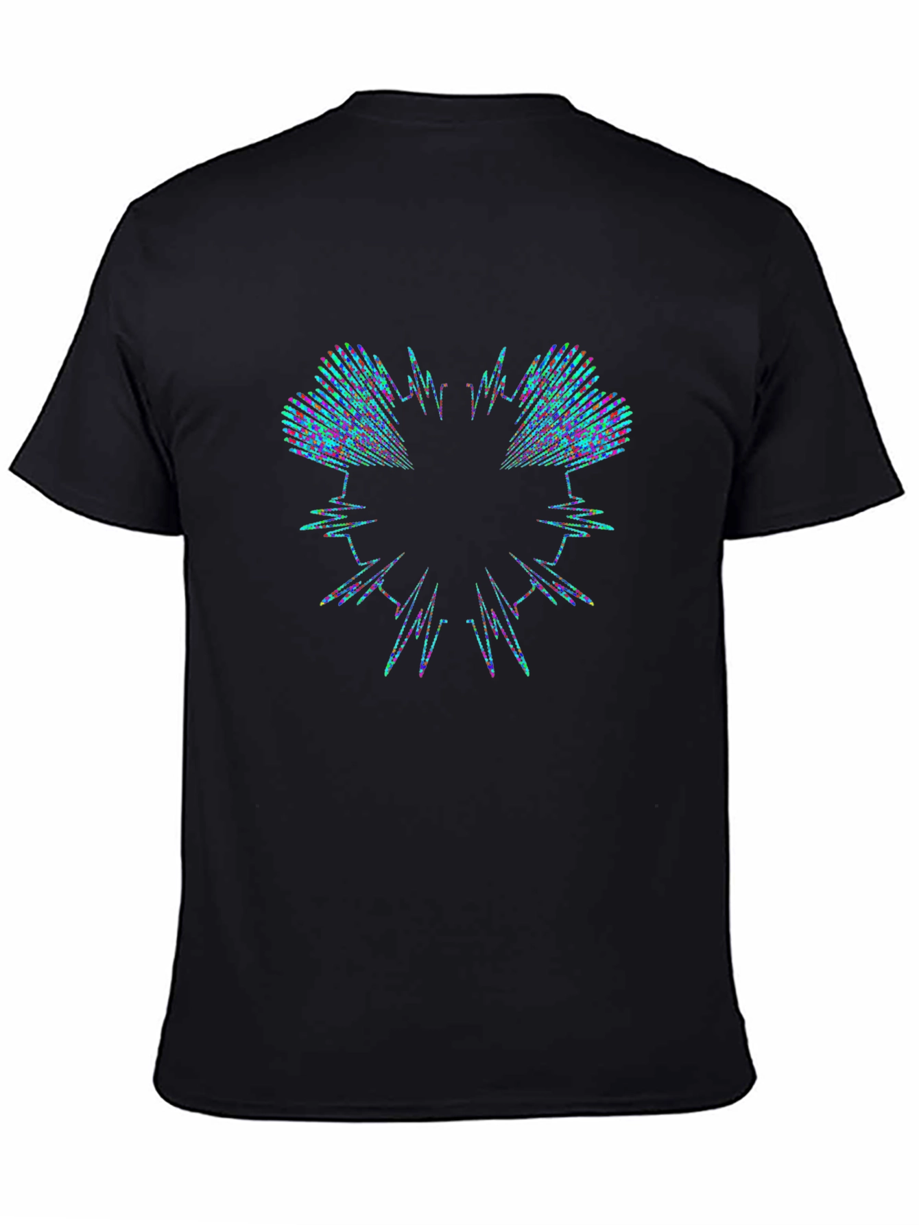 Abstract Waveform Graphic Black T-Shirt