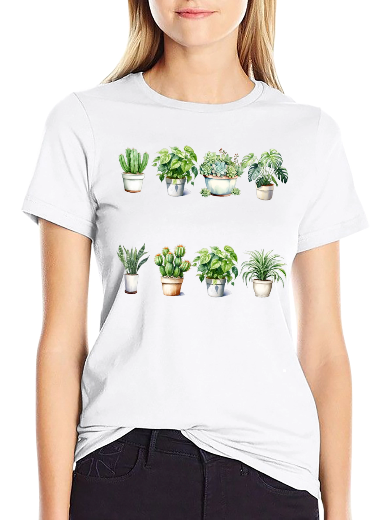 Potted Plants Graphic T-Shirt - Black Cotton Tee