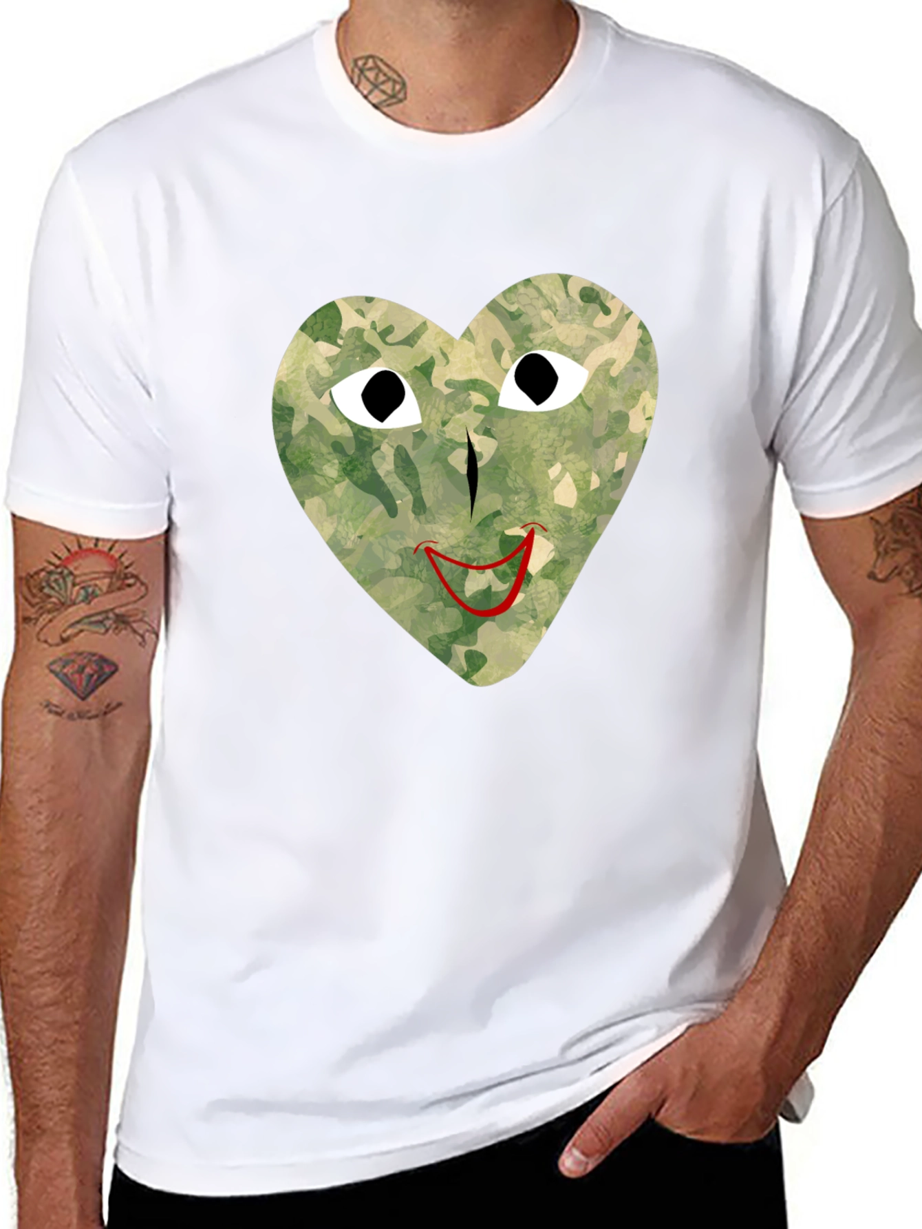 Camo Heart Graphic Tee - Unique Streetwear Style