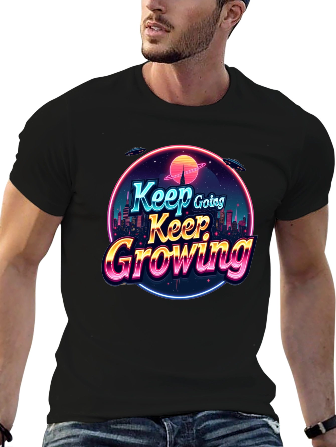 Keep Growing Black Graphic Tee