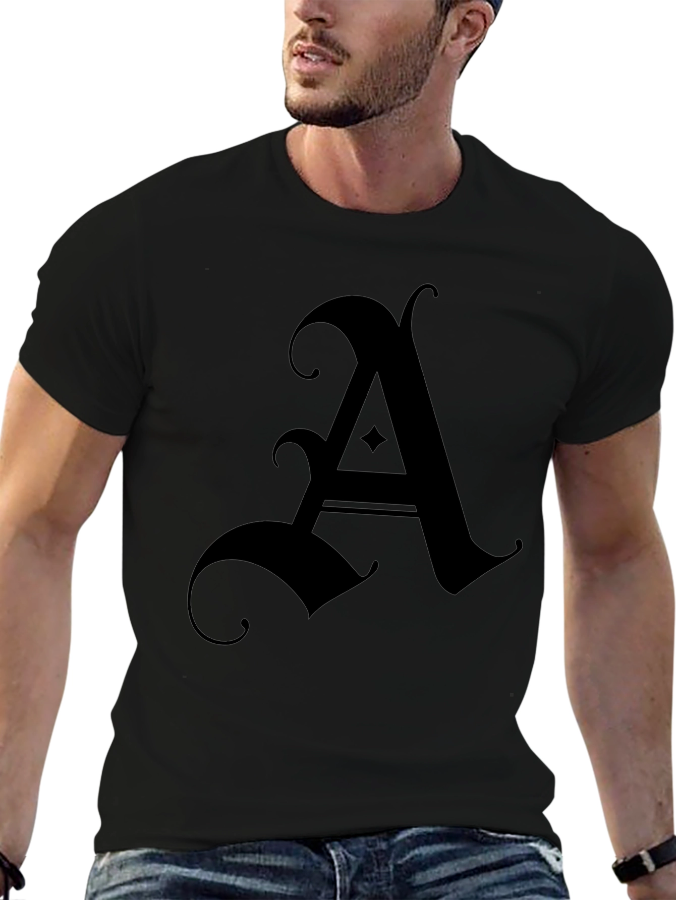 Letter A Graphic Tee - Premium Cotton Blend