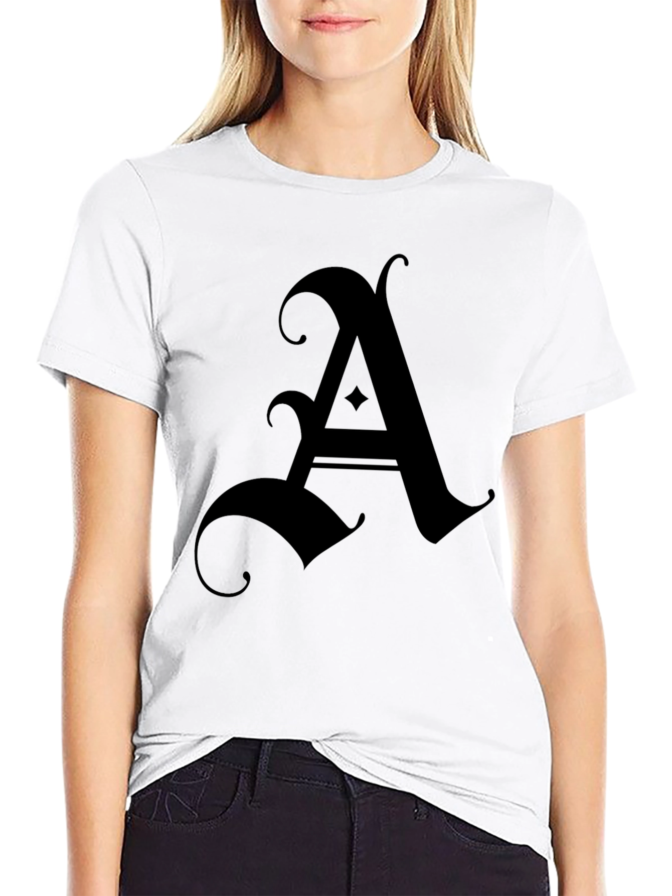 Letter A Graphic Tee - Premium Cotton Blend