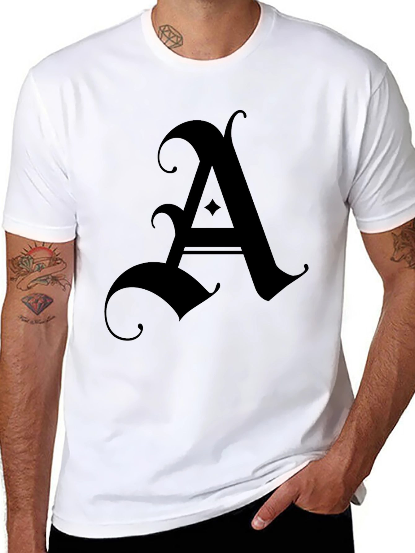 Letter A Graphic Tee - Premium Cotton Blend