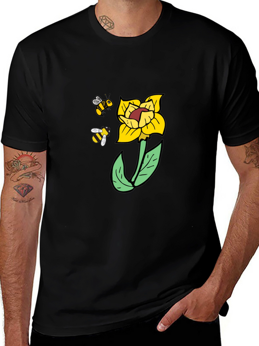 Bee & Flower Graphic Black Tee